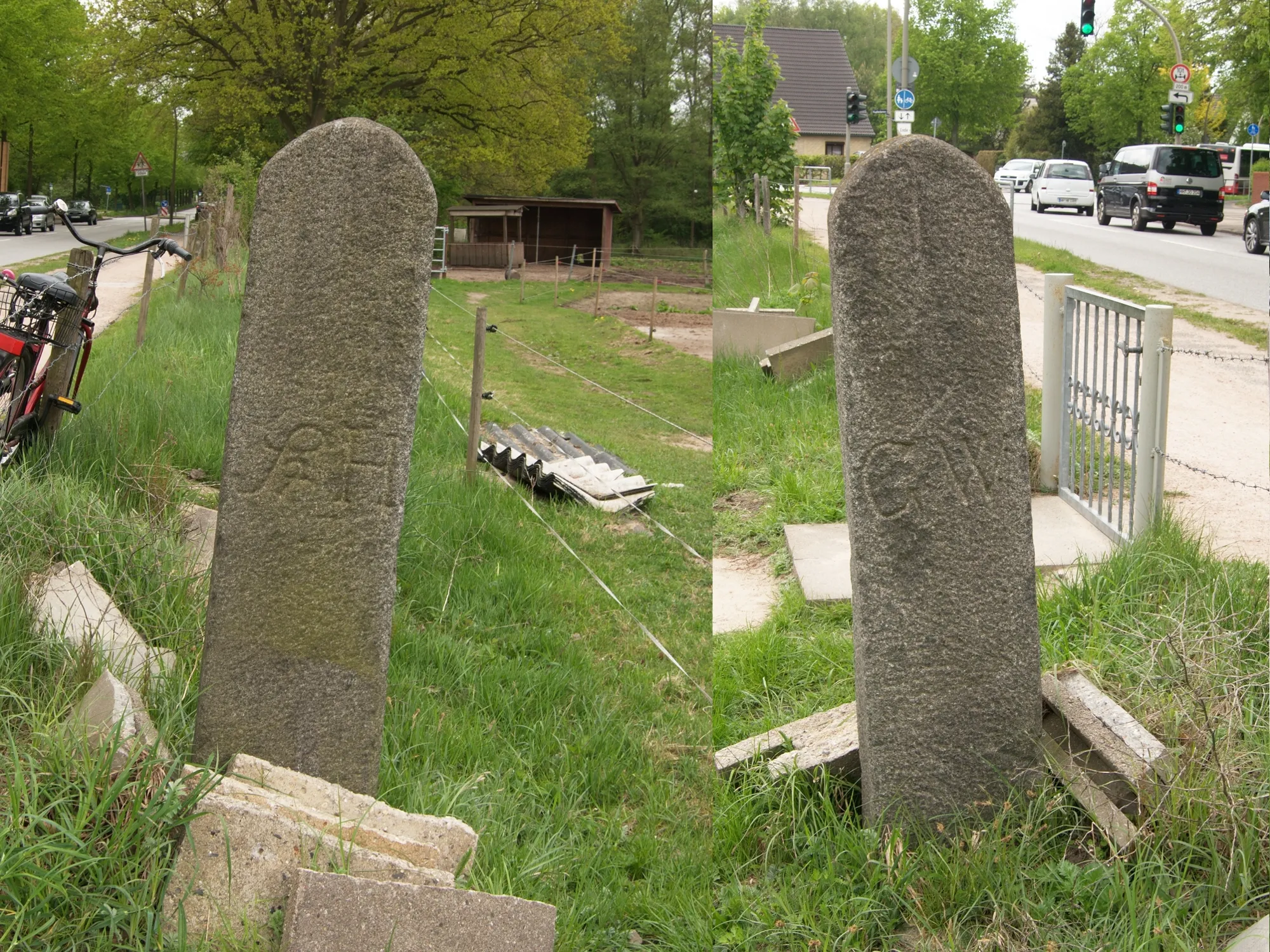 Photo showing: Farmsen Grenzstein am Sonnenweg zwischen GW (Gut Wandsbek) und ST H (Stadt Hamburg)