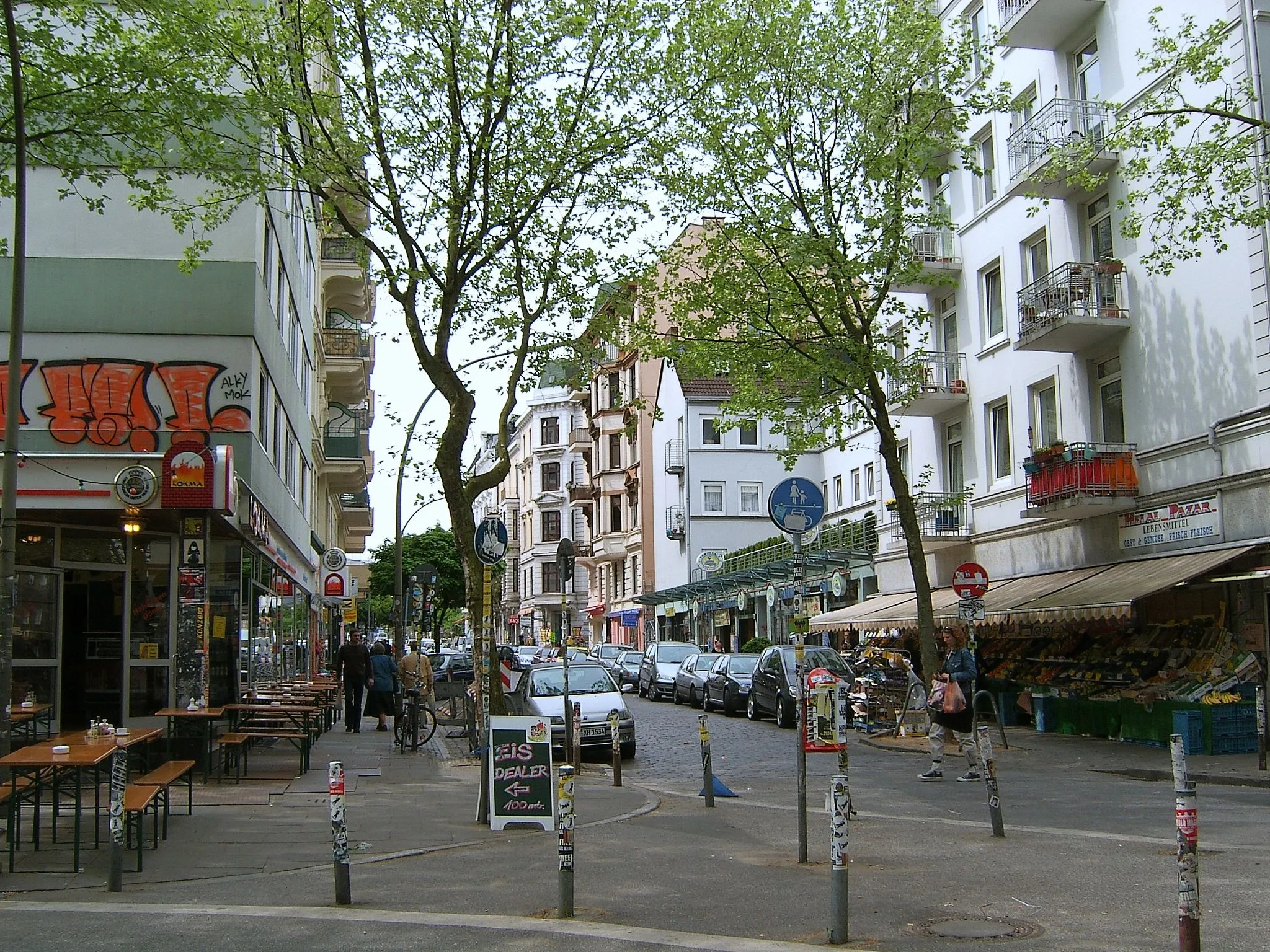 Photo showing: Blick in die Susannenstraße im Schanzenviertel in Hamburg.