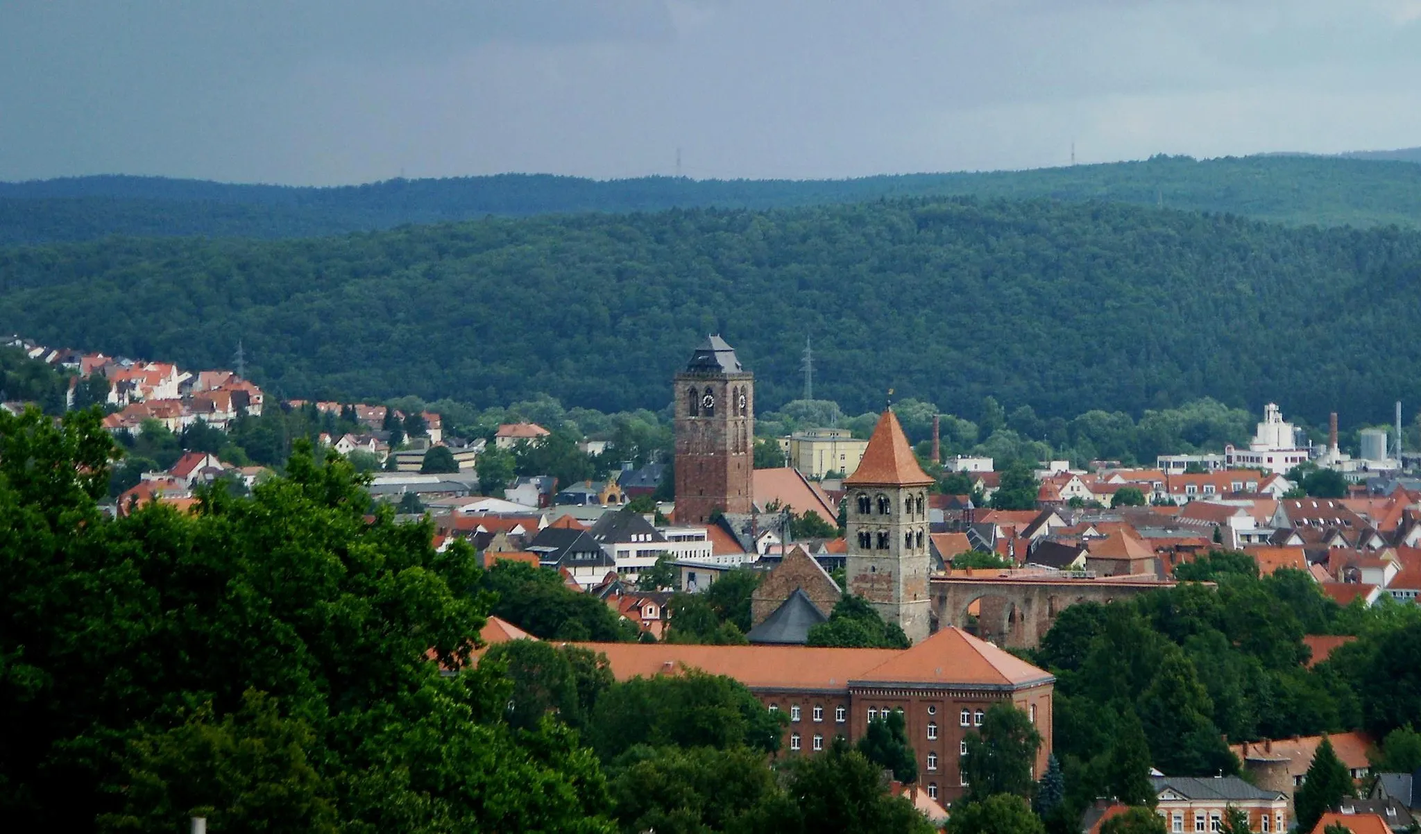 Photo showing: Panoramic view of Old Town Bad Hersfeld. Taken from Tageberg