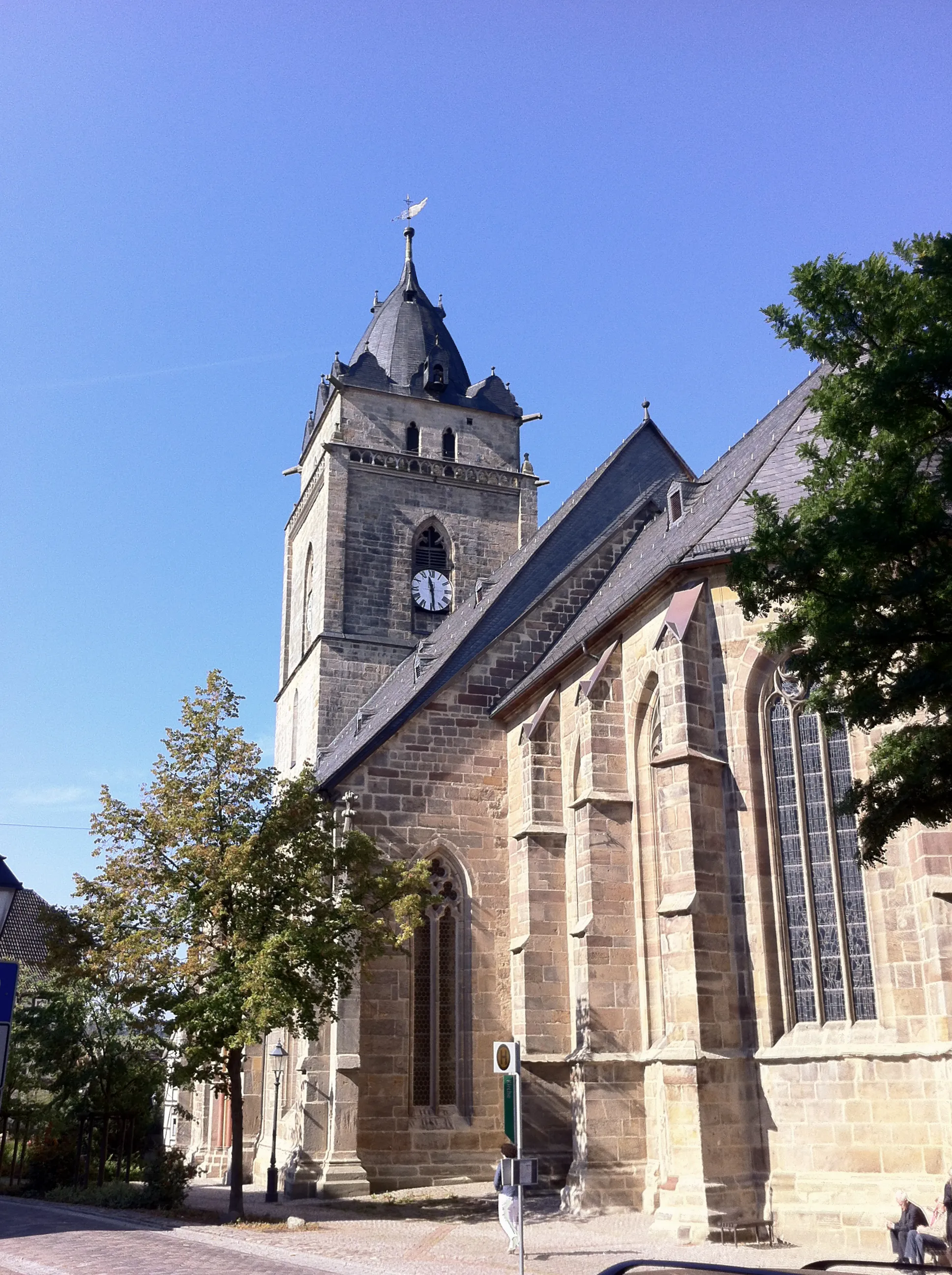 Photo showing: Dreischiffige, dreijochige Hallenkirche aus dem 13. Jahrhundert. Wahrzeichen der Stadt Wolfhagen