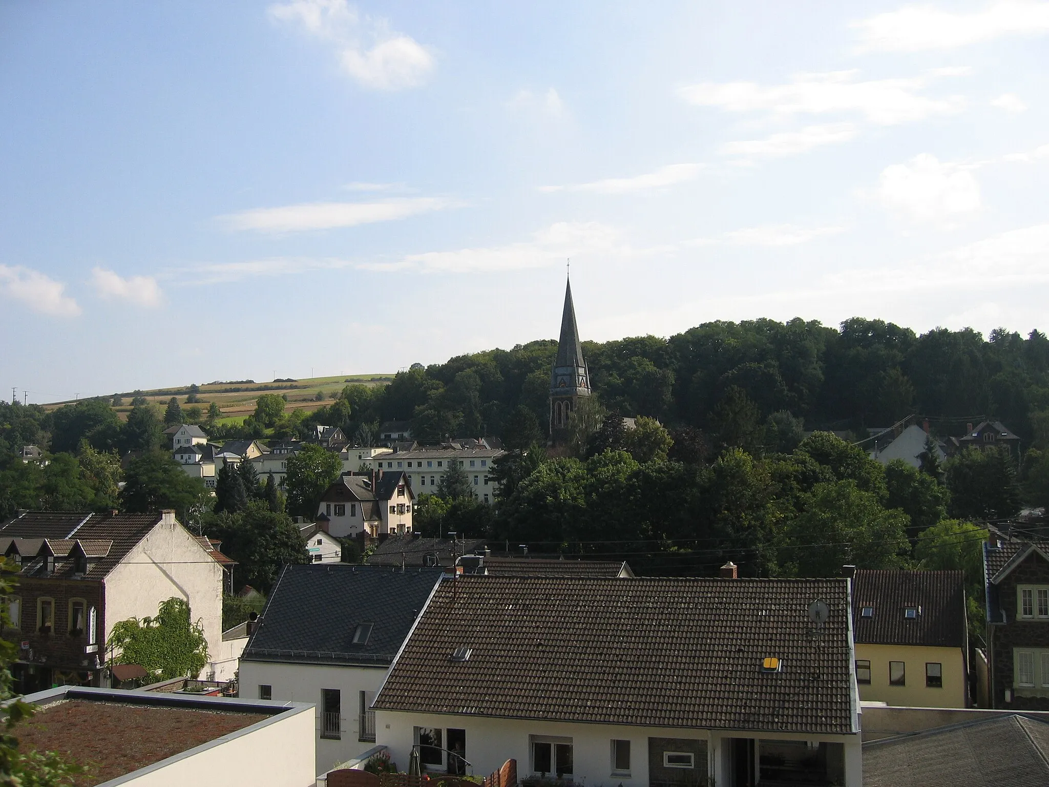 Photo showing: Blick auf den Ort Burgbrohl aus der Brohltalbahn