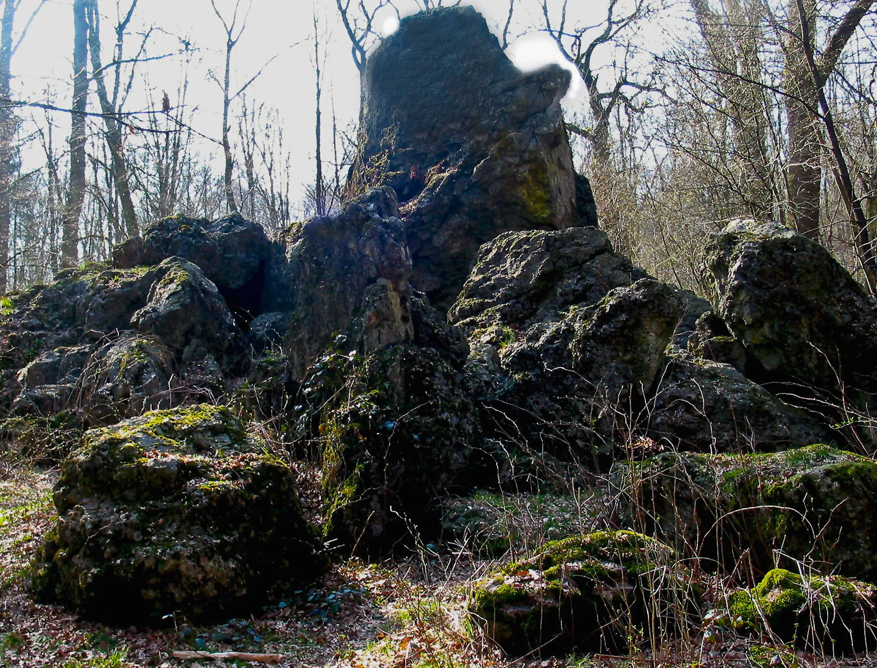 Photo showing: Thick stone below castle homburg at municipality Nümbrecht.