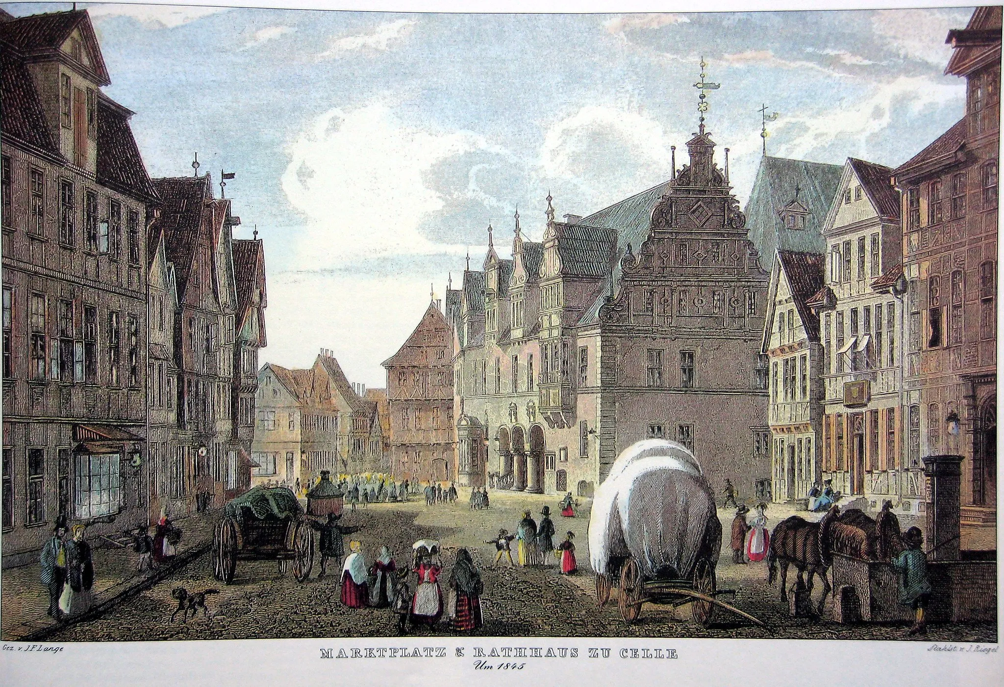 Photo showing: Steel engraving of the market place around 1845.