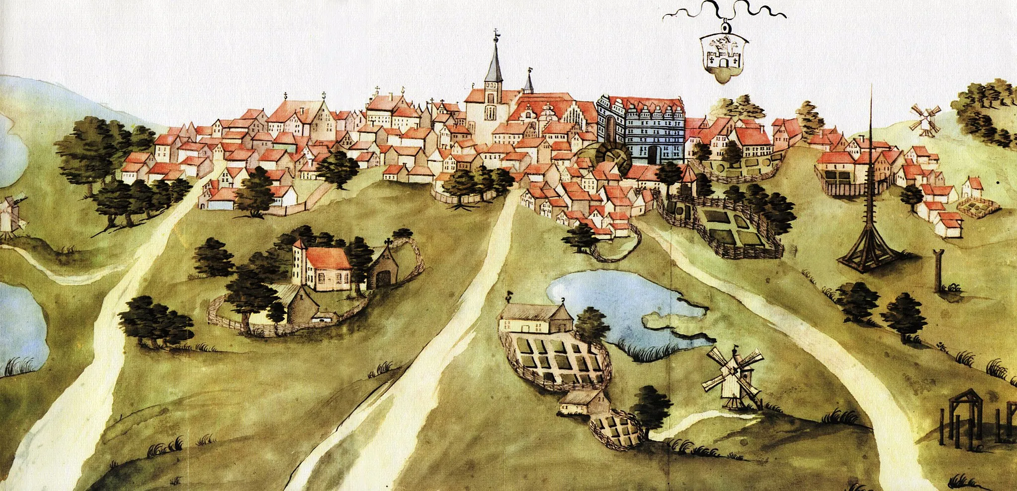 Photo showing: Cityview of Bergen(Rügen) from the "Stralsunder Bilderhandschrift"