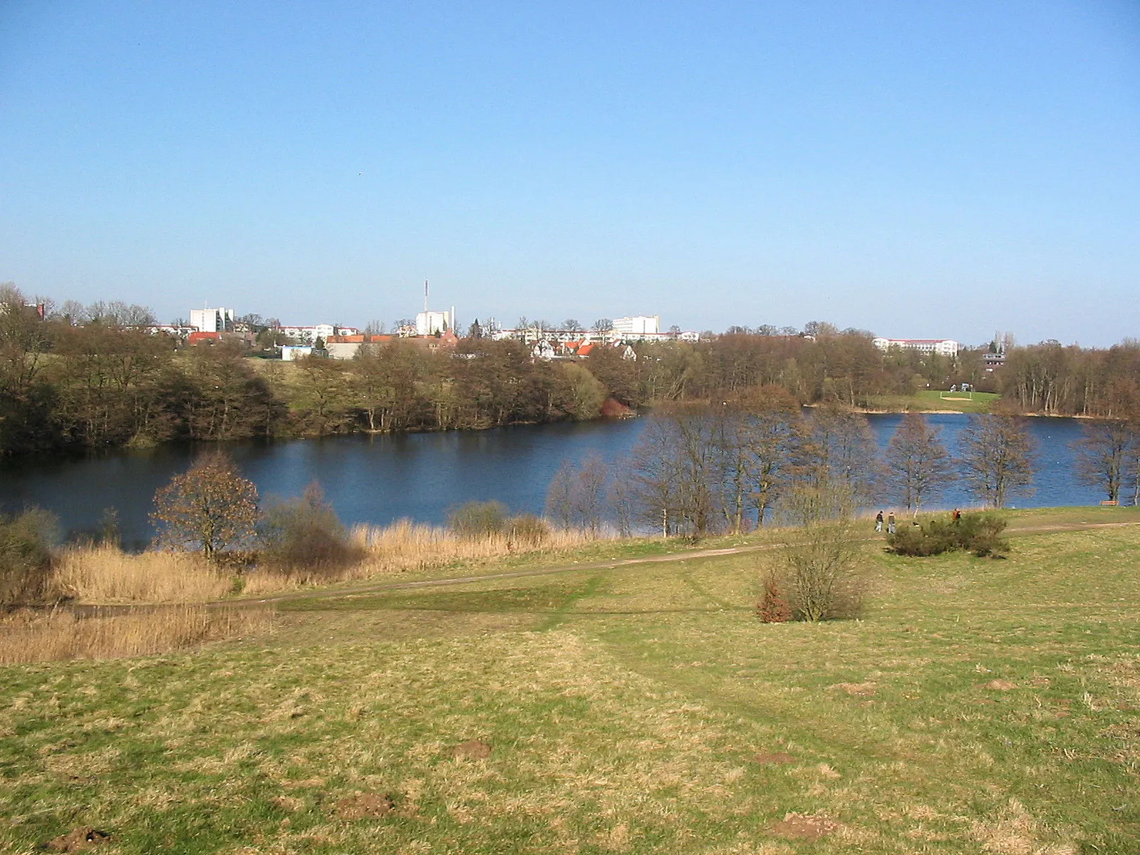 Photo showing: view over the northwest part of the Lake of Lankow, in the background: Schwerin-Lankow