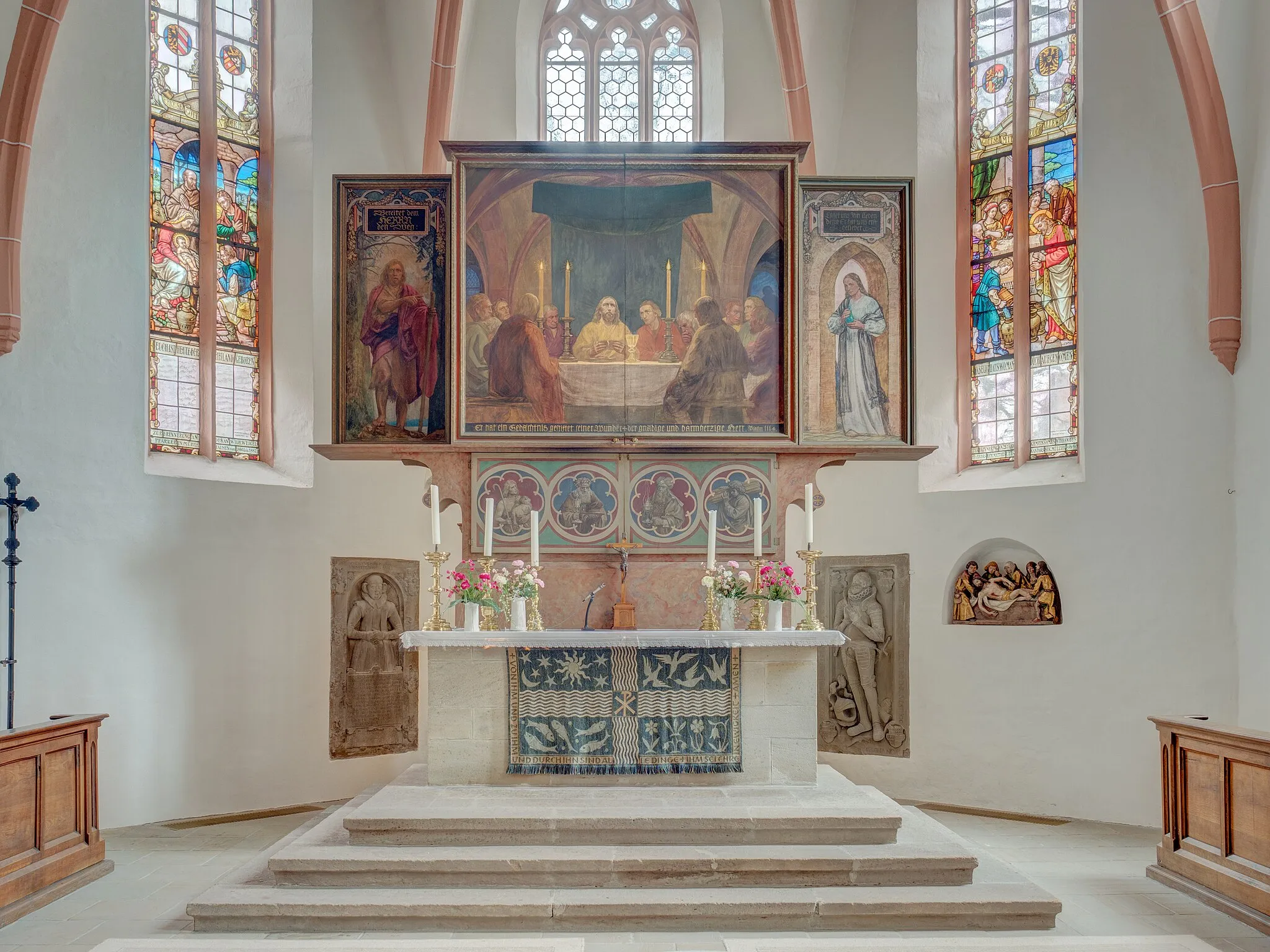 Photo showing: Altar of the Evangelical Lutheran parish church in Mühlhausen (Mittelfranken)