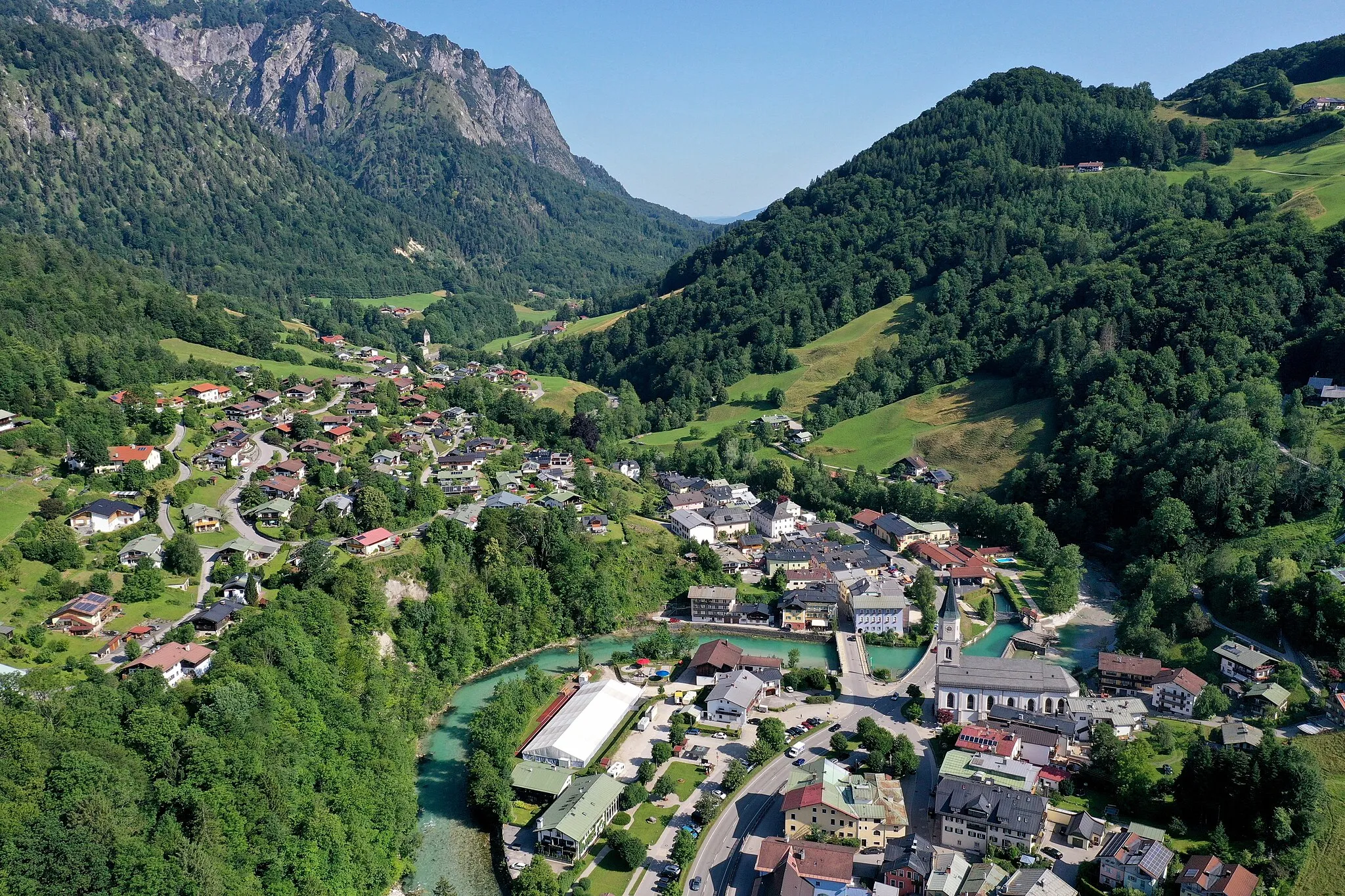 Photo showing: Übersicht über den Ortskern Marktschellenberg nach Norden