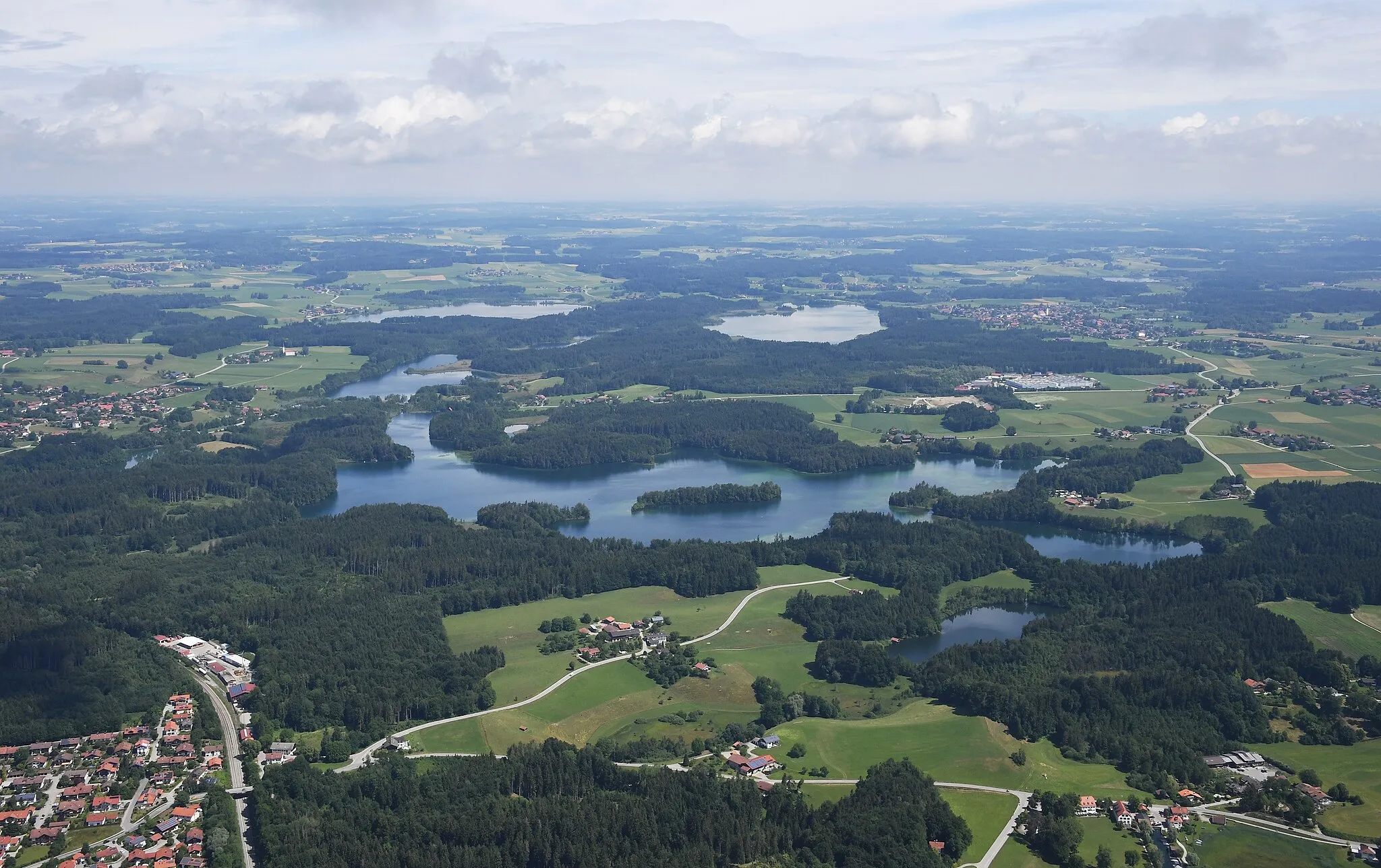 Photo showing: Aerial image of the Eggstätt-Hemhof Lakes