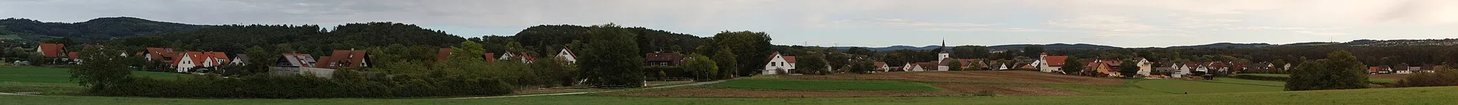 Photo showing: A panorama of Kleinsendelbach, a village in northern Bavaria