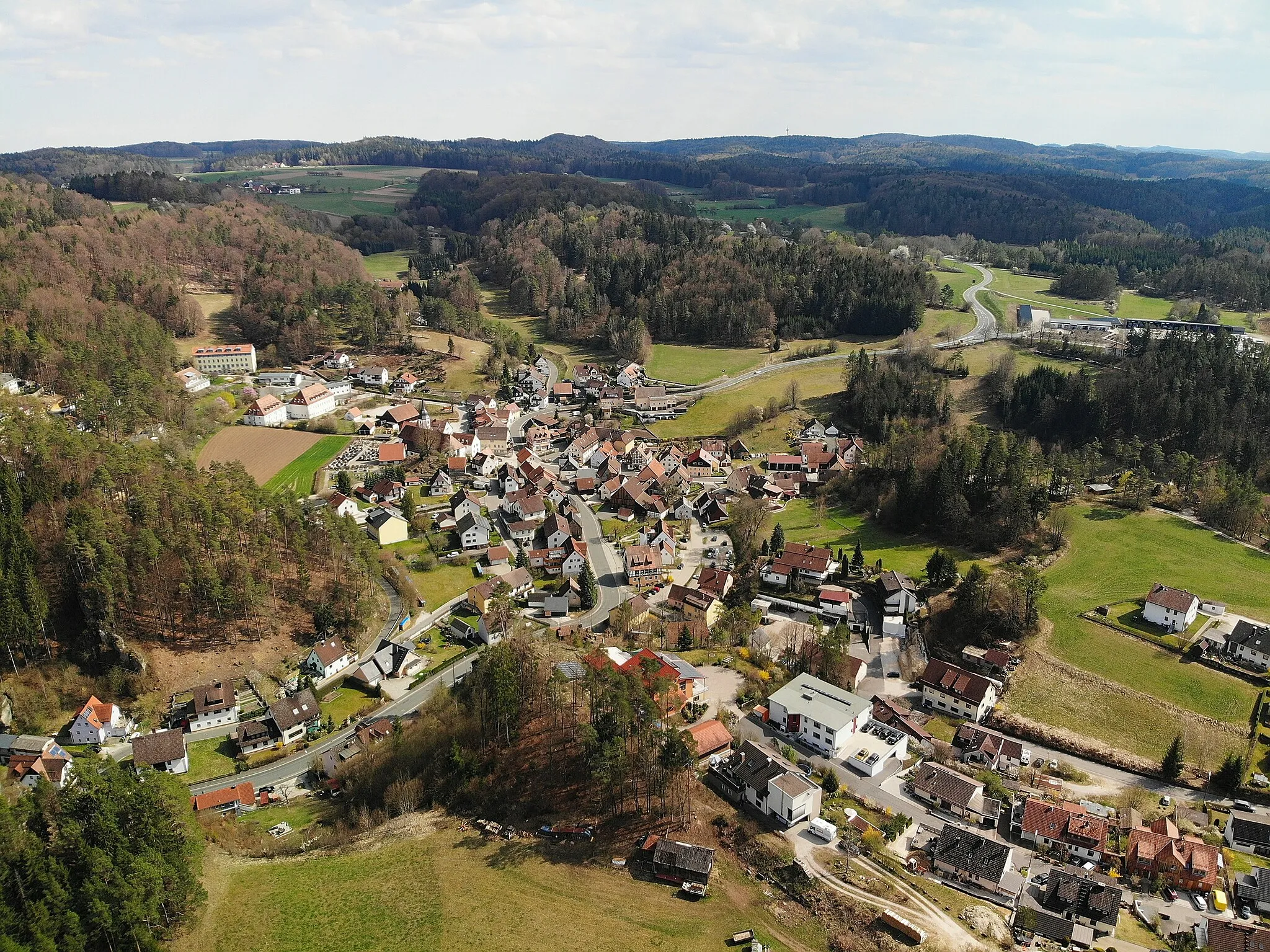 Photo showing: Obertrubach Luftaufnahme (2020)