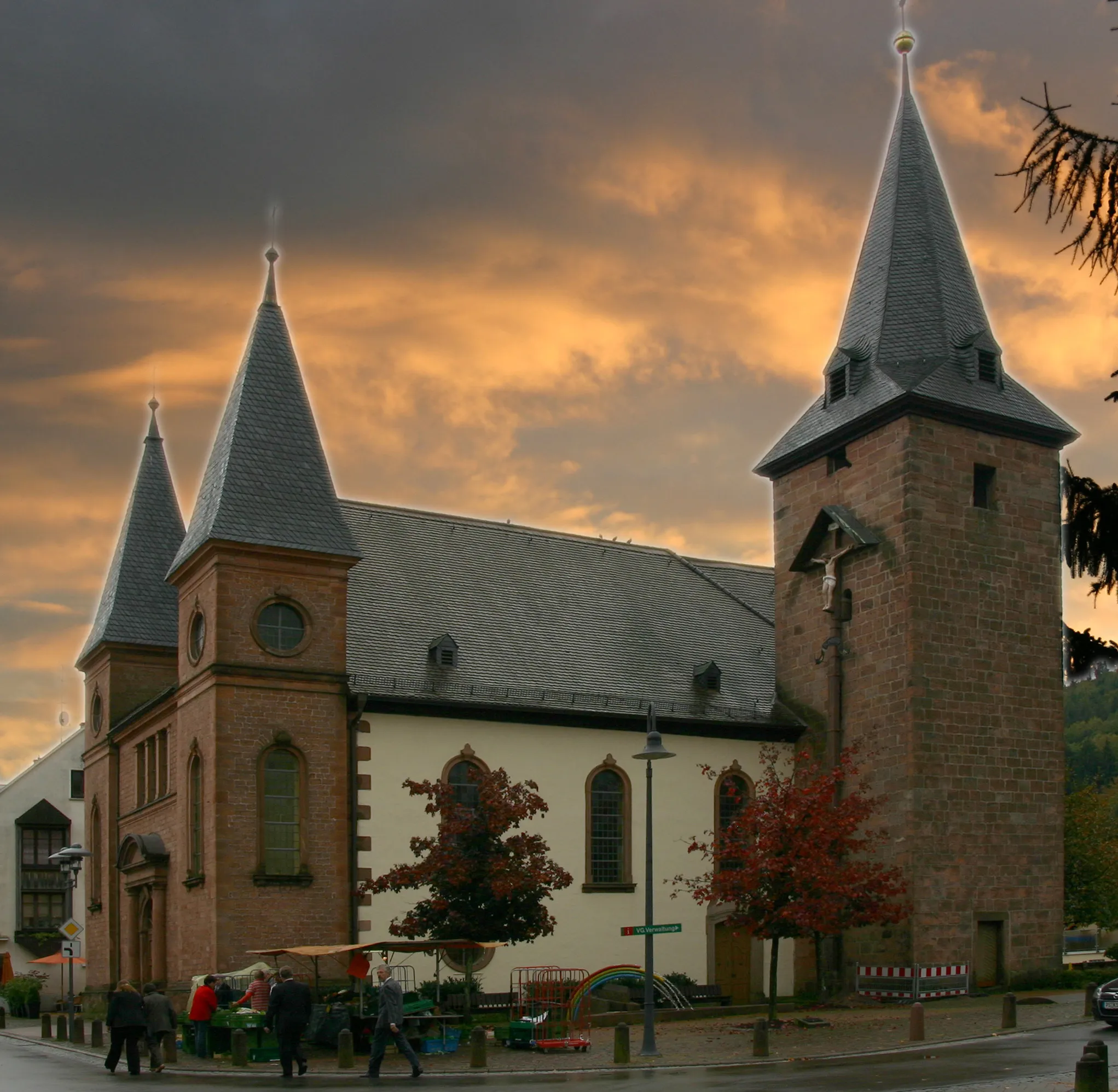 Photo showing: St. Mary's Church with artificial sky in Rodalben, Rhineland-Palatinate, Germany