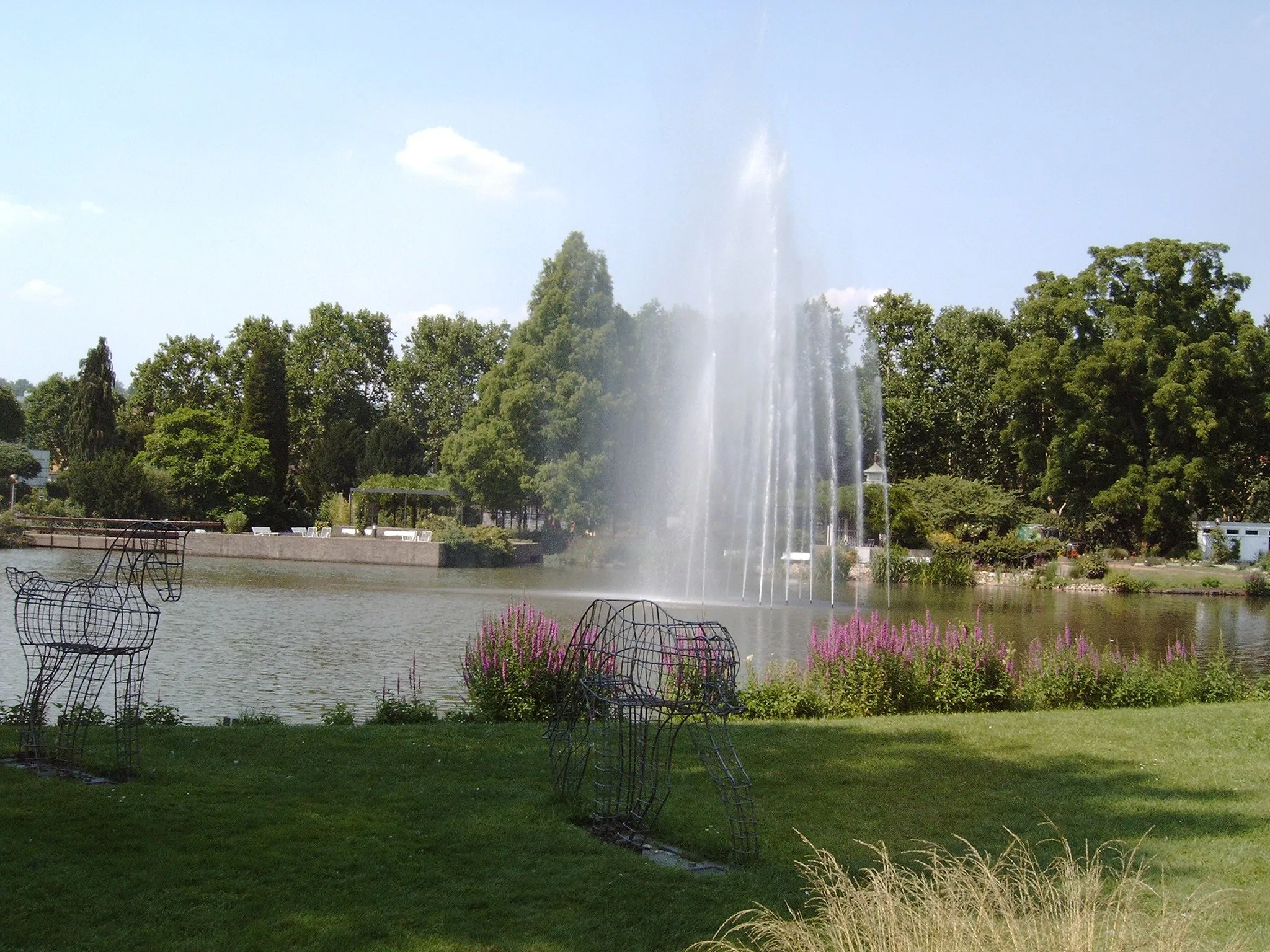 Photo showing: Blick auf Teich mitten in Europas Rosengarten, Zweibrücken.