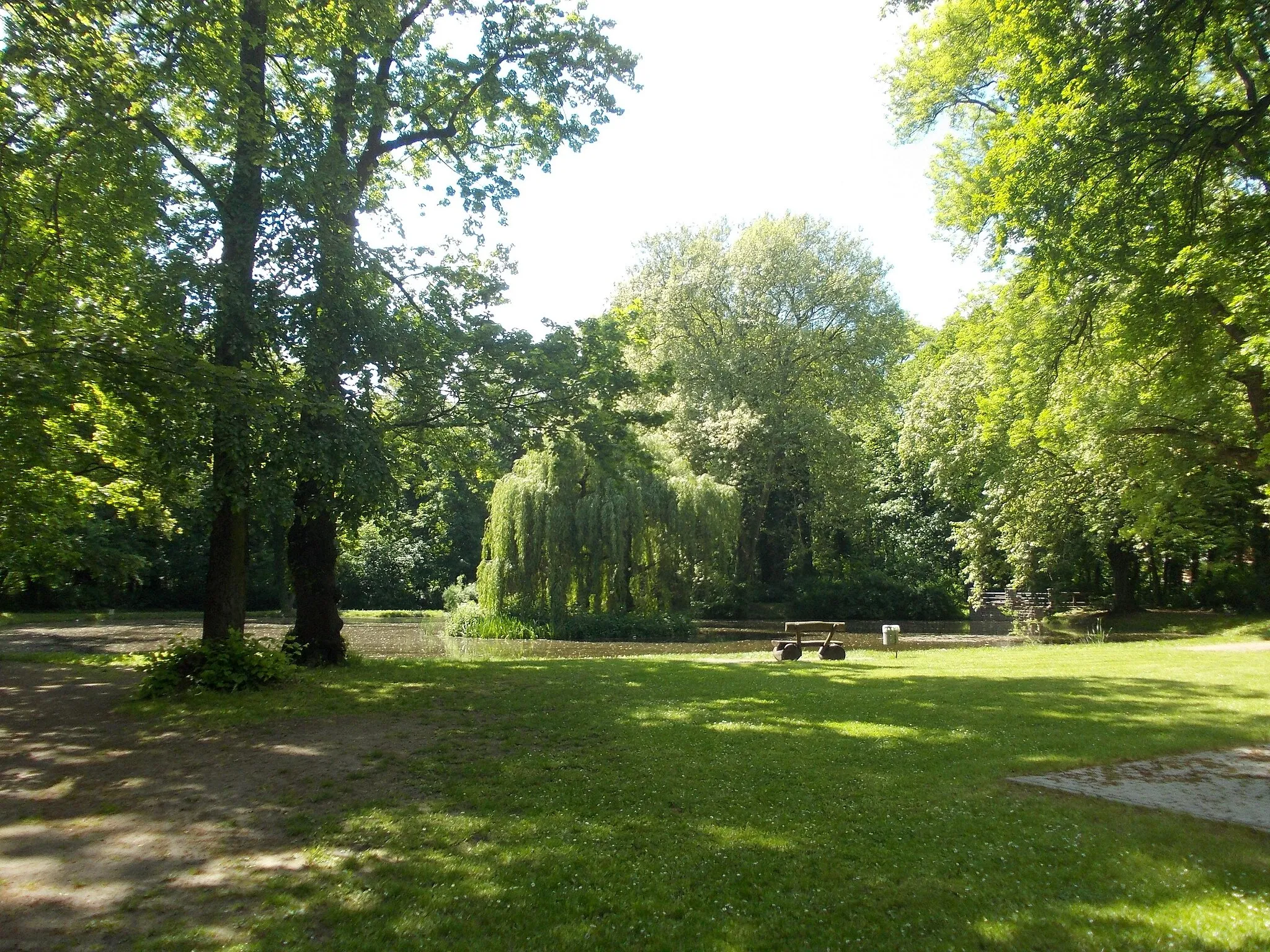 Photo showing: Pond in Volkspark in Gröbzig (Südliches Anhalt, Anhalt-Bitterfeld district, Saxony-Anhalt)