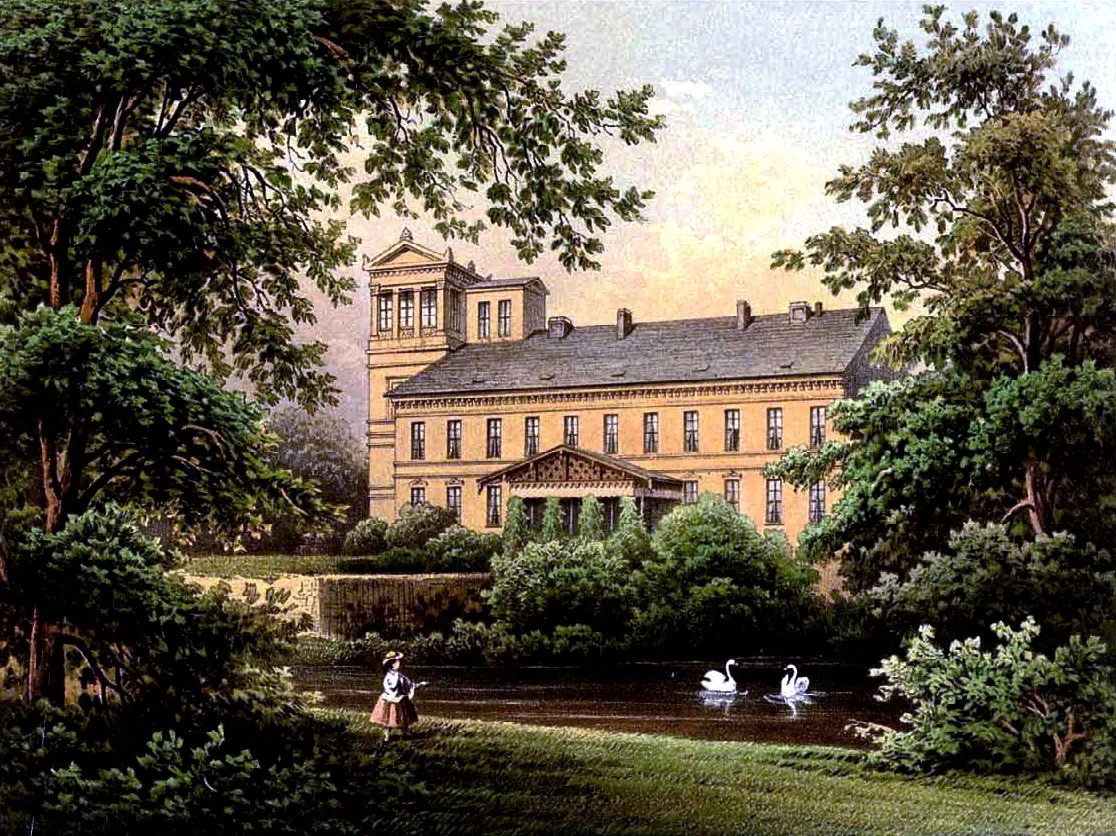 Photo showing: Schloss Oppin, Lithografie aus dem 19. Jahrhundert