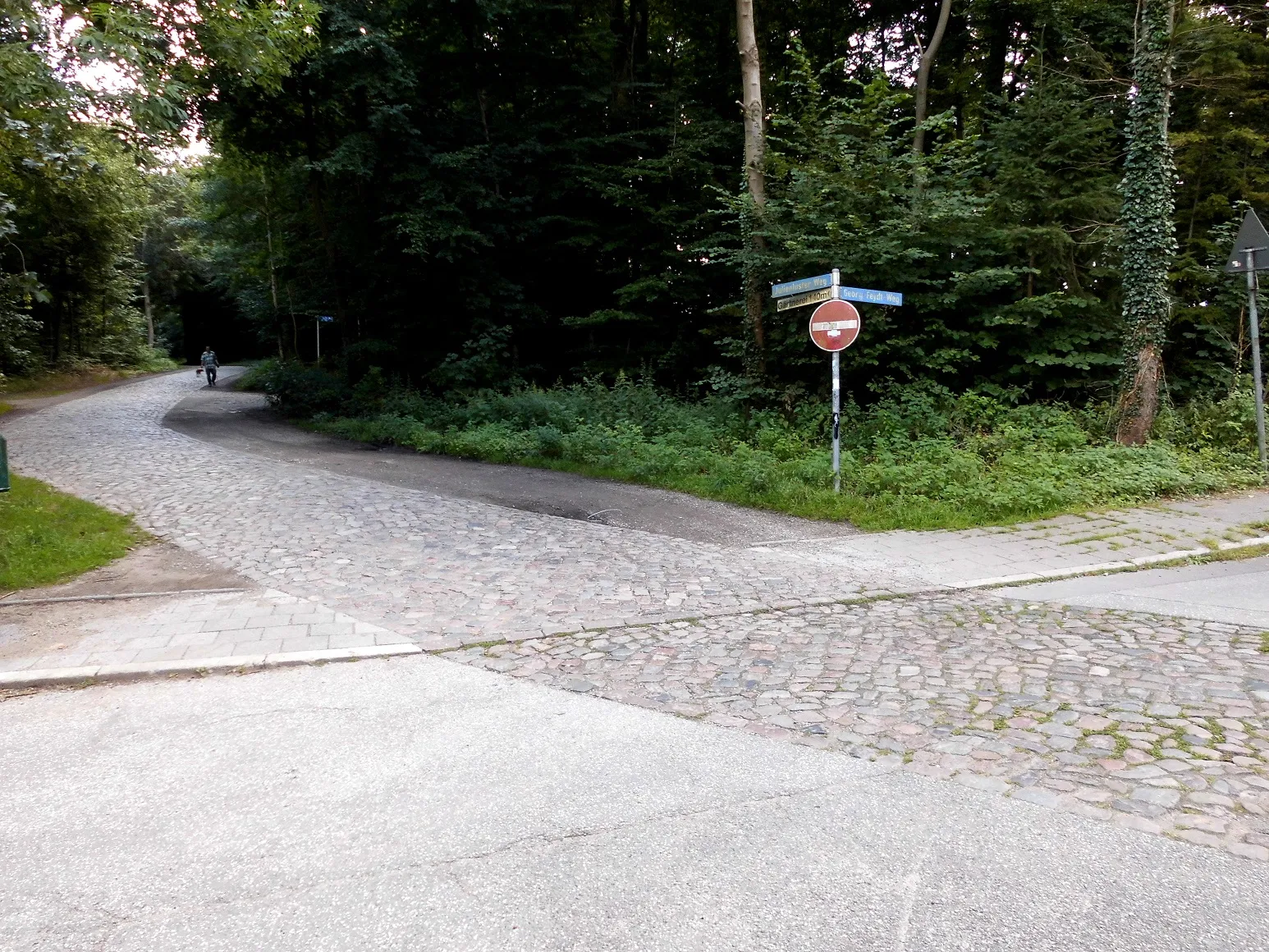 Photo showing: Pflasterstraße im Kieler Stadtteil Hasseldieksdamm.