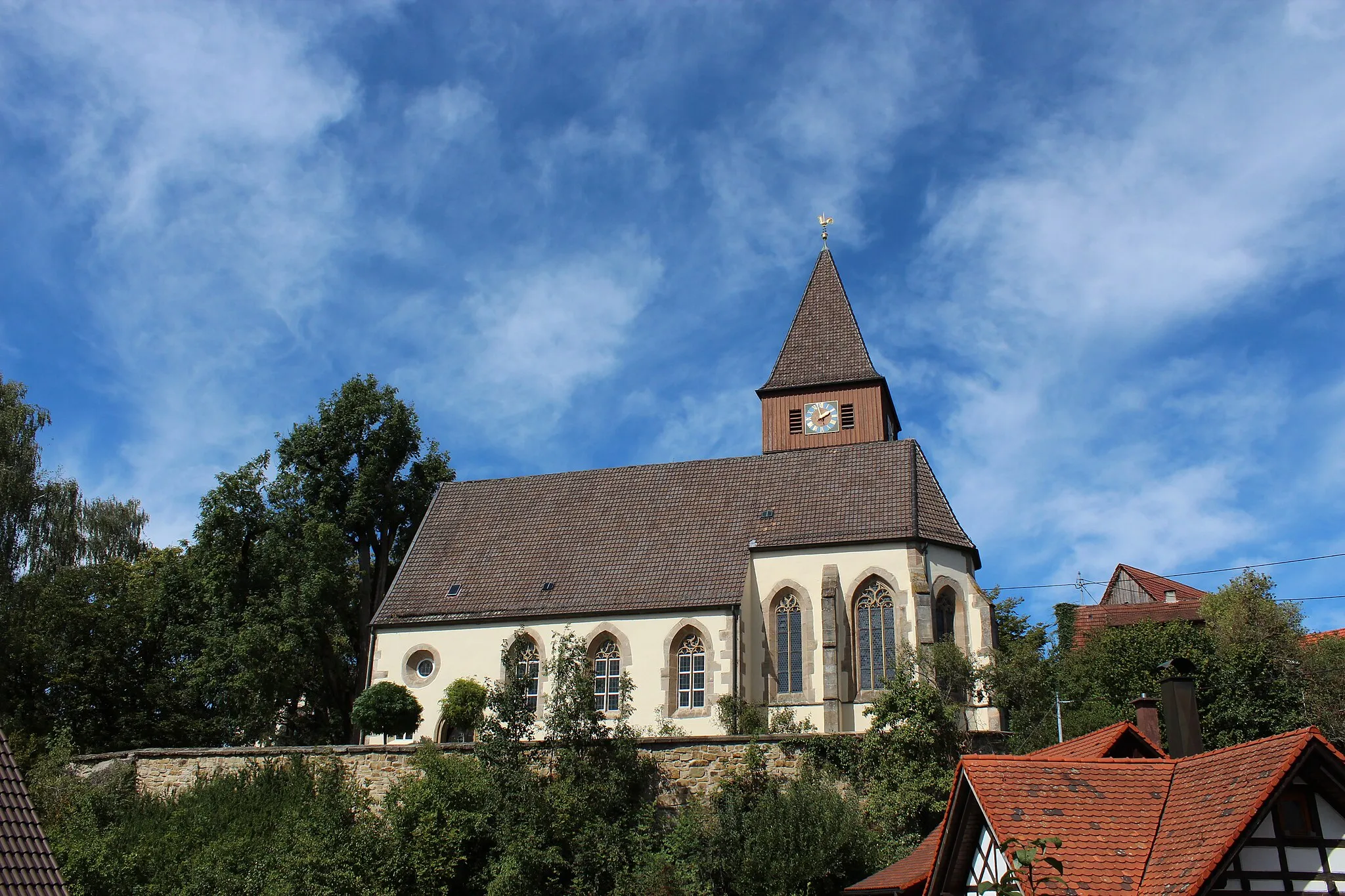 Photo showing: Blick auf die evangelische Johanniskirche in Eschach.