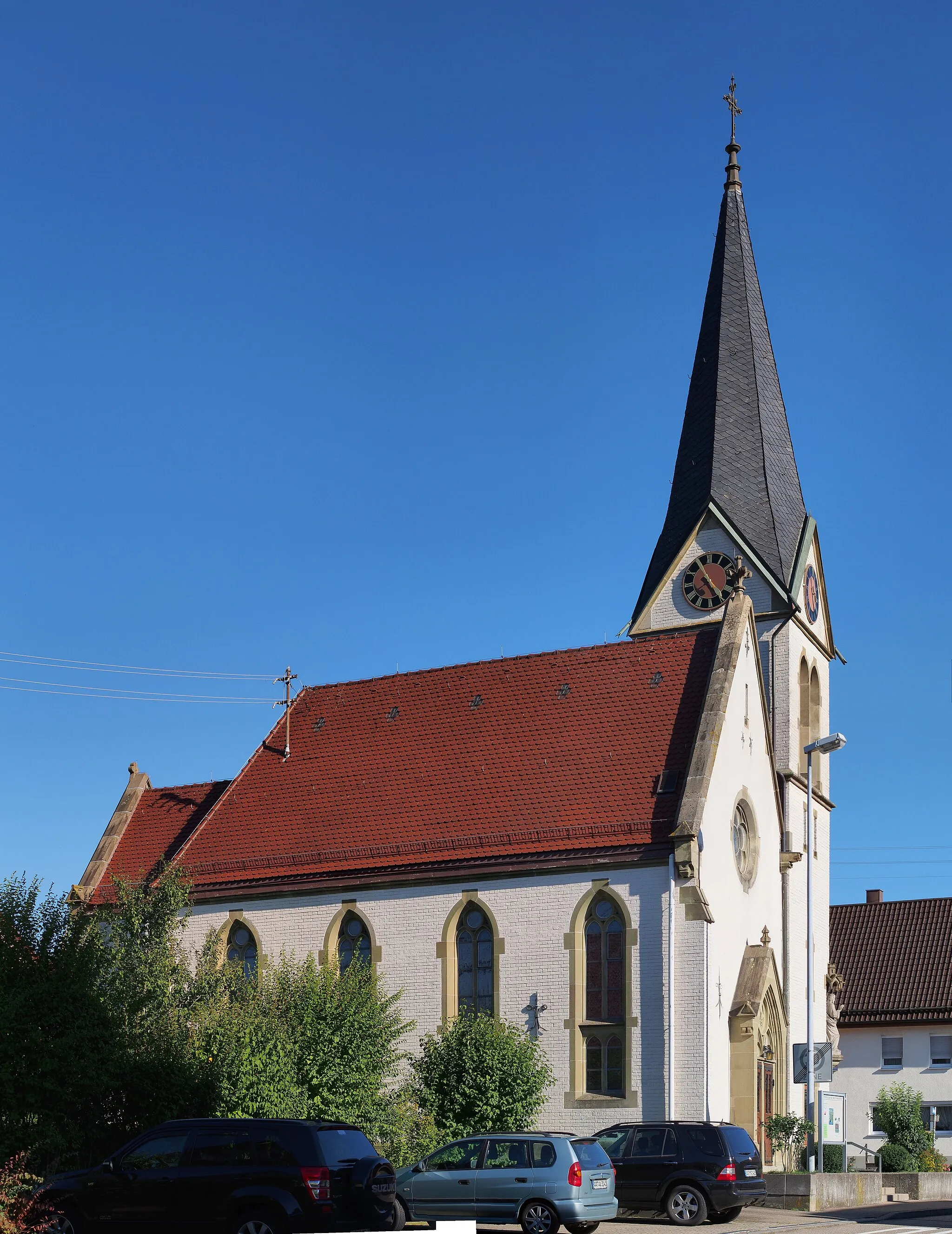 Photo showing: Protestant Church St. John, Göggingen, Germany, seen from the west