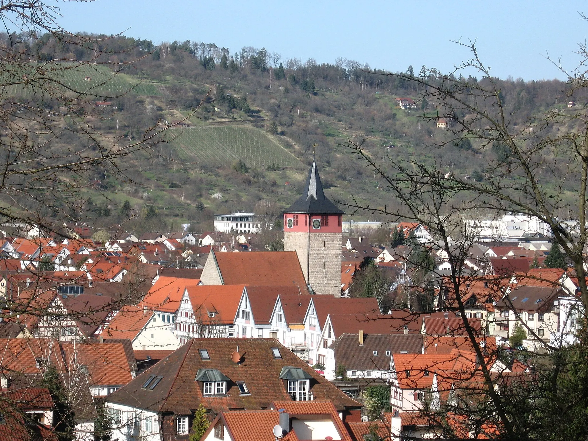 Photo showing: Winterbach (Remstal), Ortskern und Kirche
Winterbach (Remstal), Germany: center of village with church