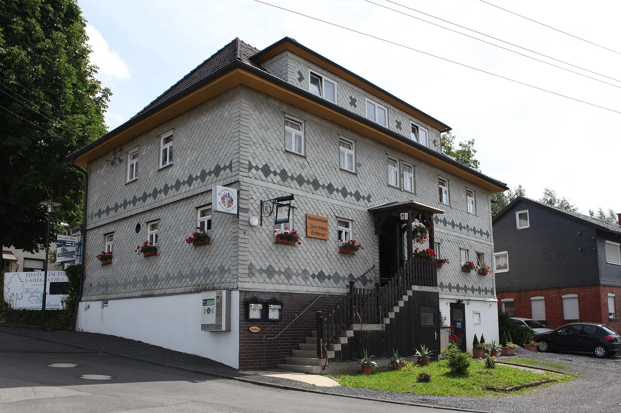 Photo showing: Gaststätte Zum Weißen Schwan in Forschengereuth, OT von Frankenblick, Thüringen