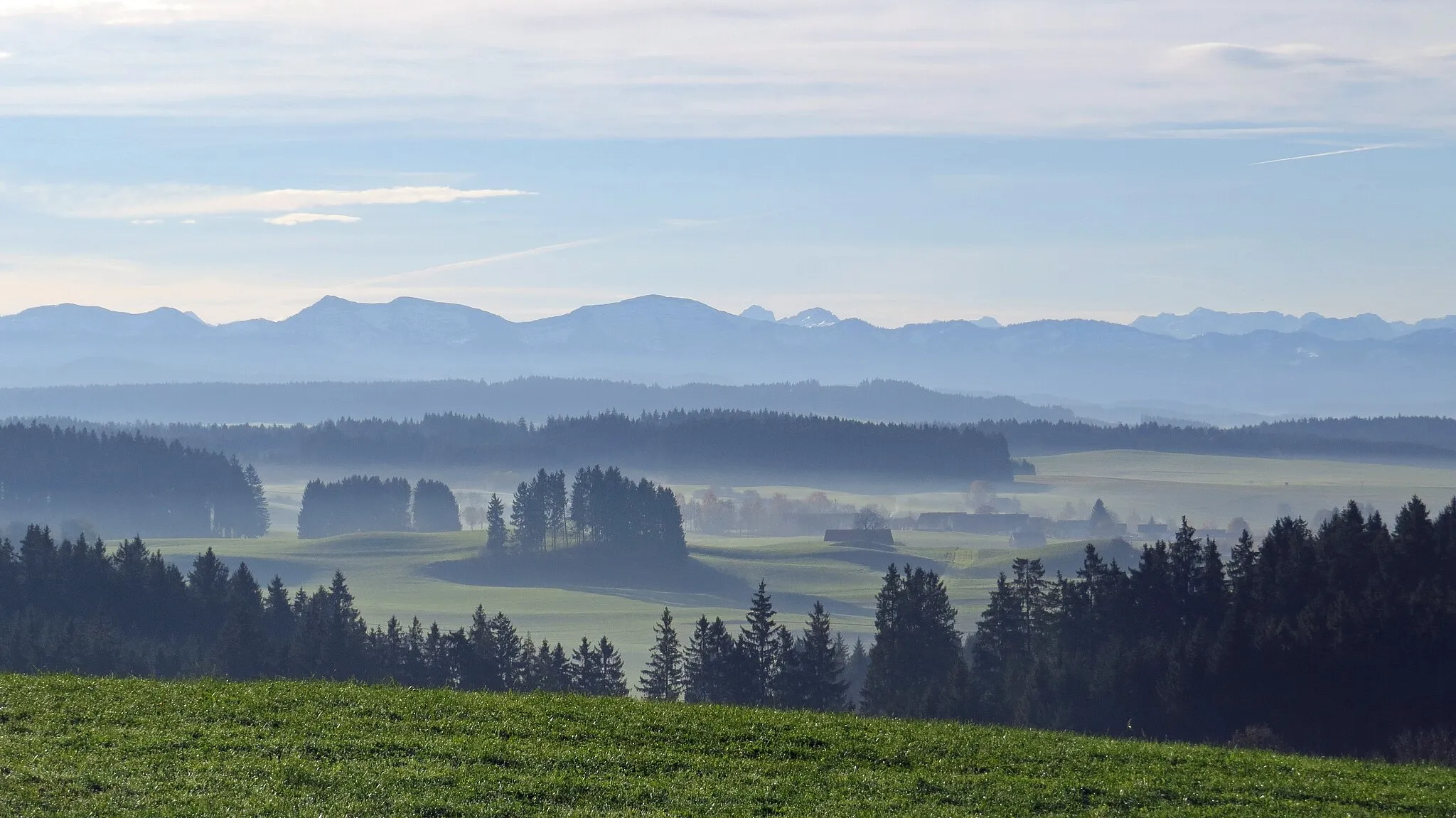 Photo showing: Blick vom Winterberg bei Tautenhofen zur Nagelfluhkette