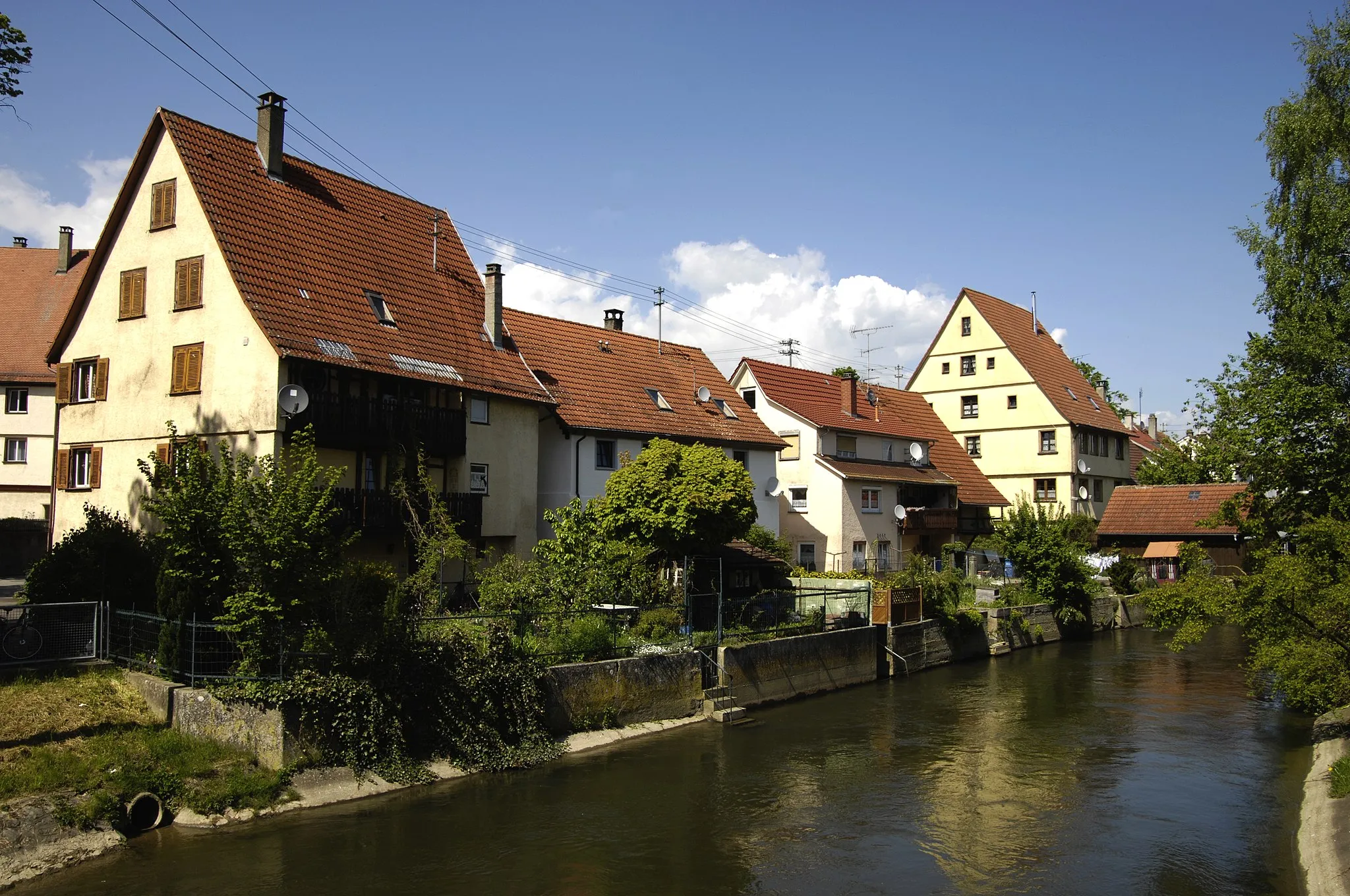 Photo showing: Riedlingen an der Donau, Häuserzeile am Mühlenkanal