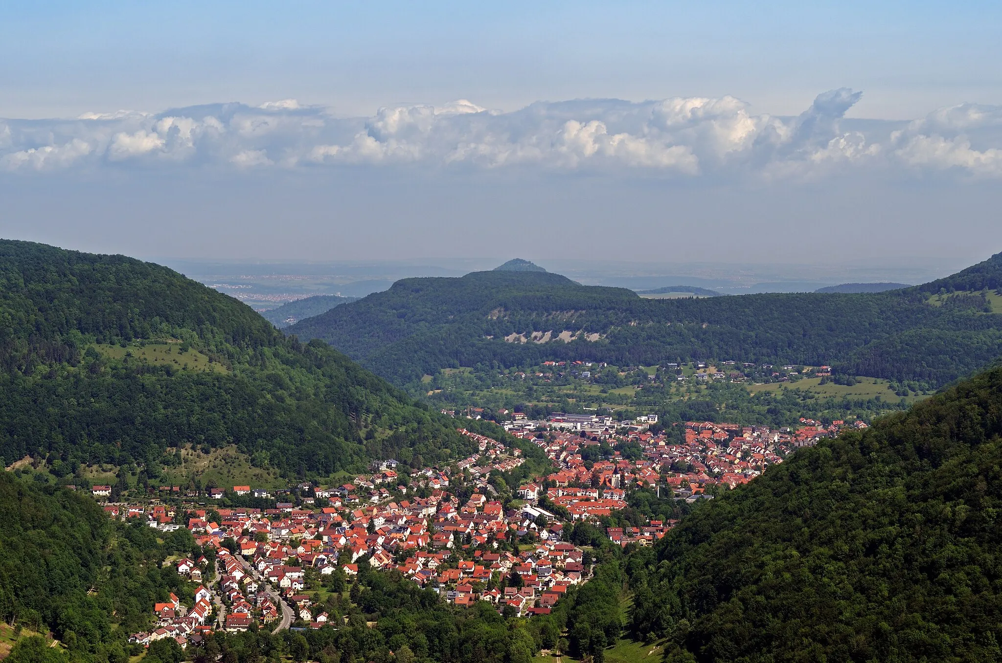 Photo showing: View from the Lichtenstein Castle at Lichtenstein, district Unterhausen.