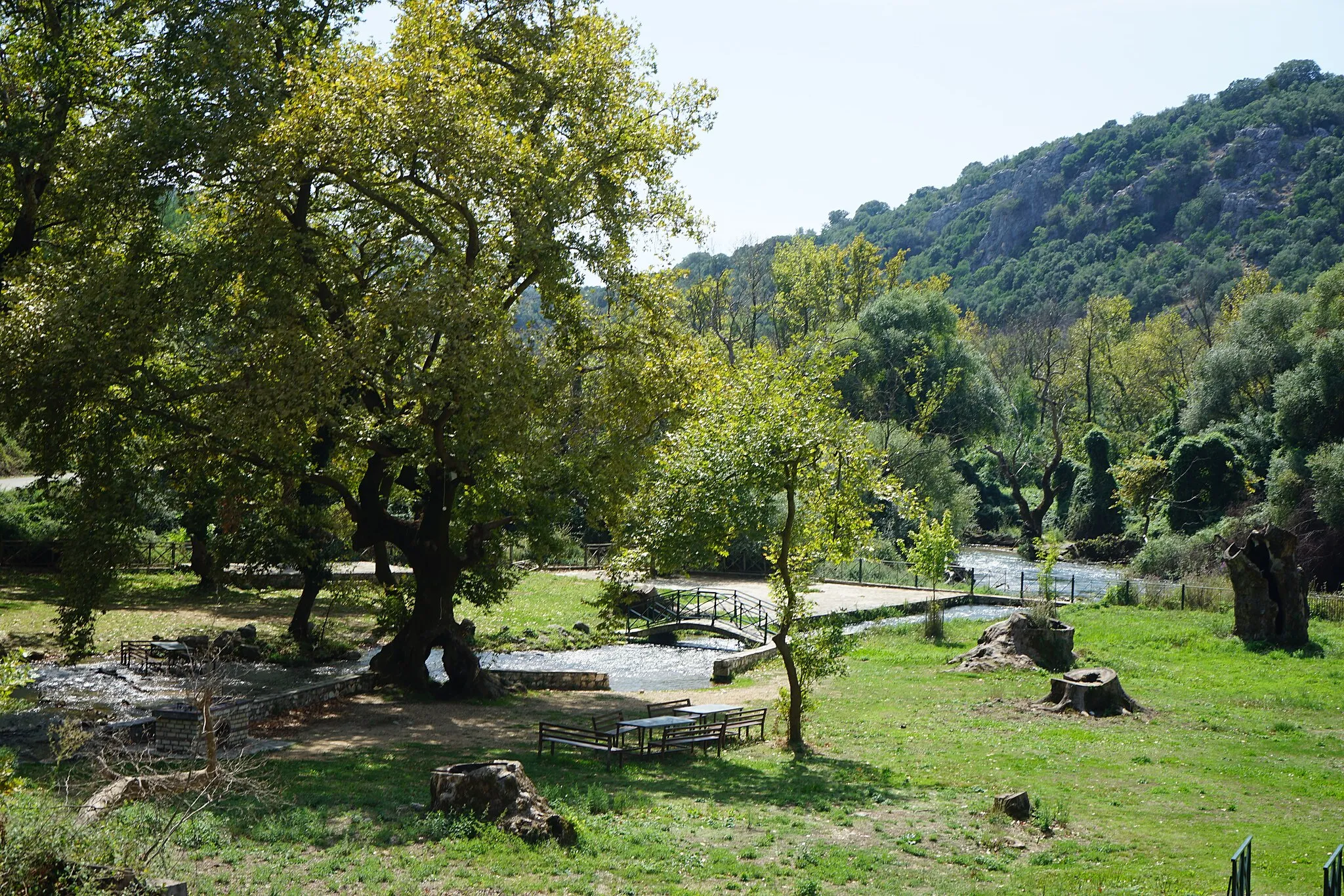 Photo showing: Park in Agios Georgios Filippiada, Greece, below the spring