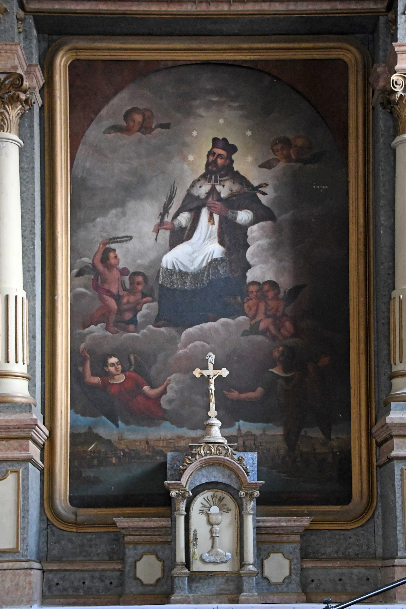 Photo showing: Altar of Saint John of Nepomuk in the Roman Catholic church of Mátranovák, Hungary