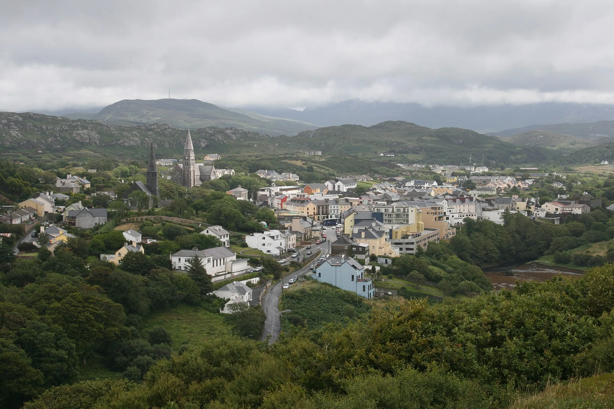 Photo showing: Clifden: view from D'Arcy Monument, County Galway, Republic of Ireland.