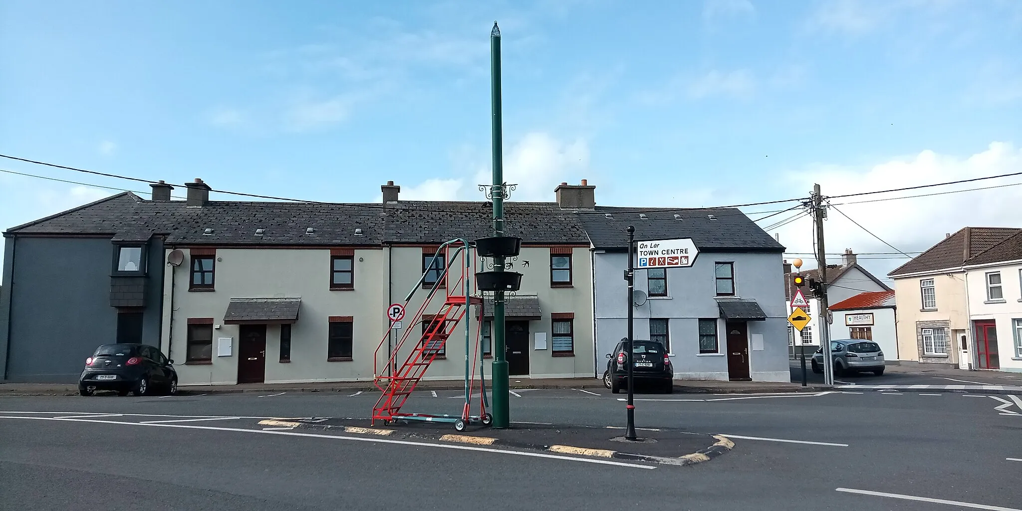 Photo showing: sewer vent on Mitchel Street, Dungarvan. According to the sticker on the shaft, it was made by Jackson Engineering Castlebar. It is one of several models they make, and this one might have replaced an older one at this location.