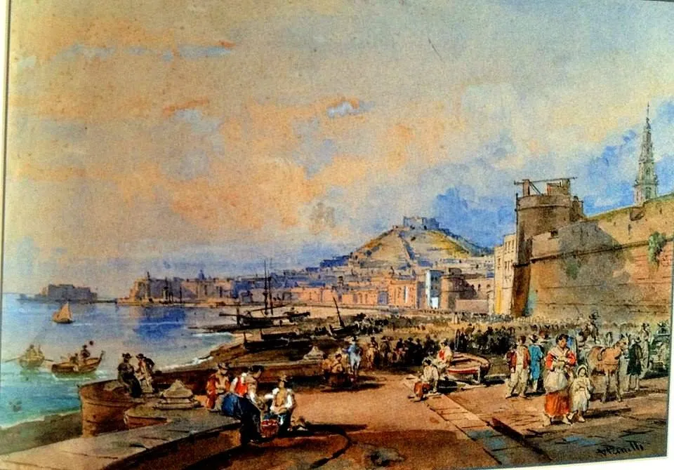 Photo showing: Achille Vianelli - Napoli, Marinella con il Castello del Carmine.