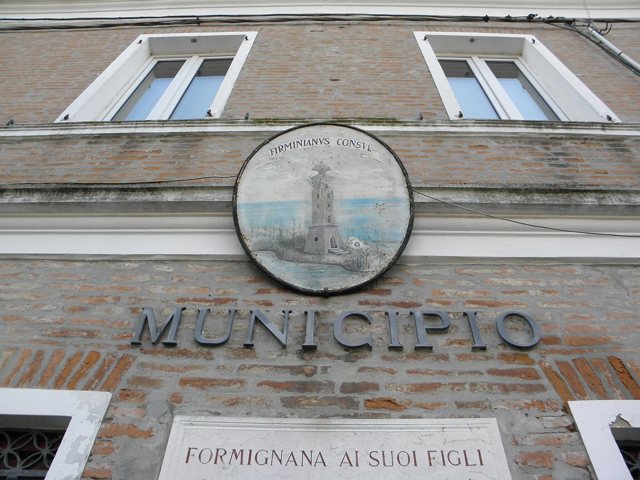 Photo showing: Formignana, la palazzina sede dell'amministrazione comunale, dettaglio.