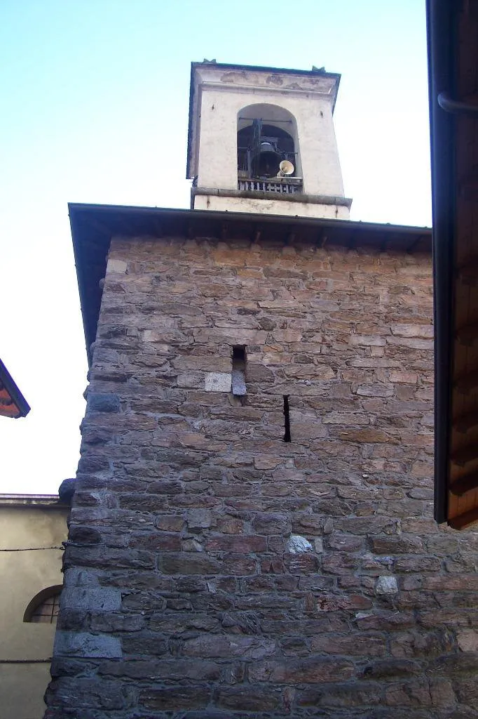 Photo showing: Church tower. Church of St Lawrence. Demo, Berzo Demo, Val Camonica