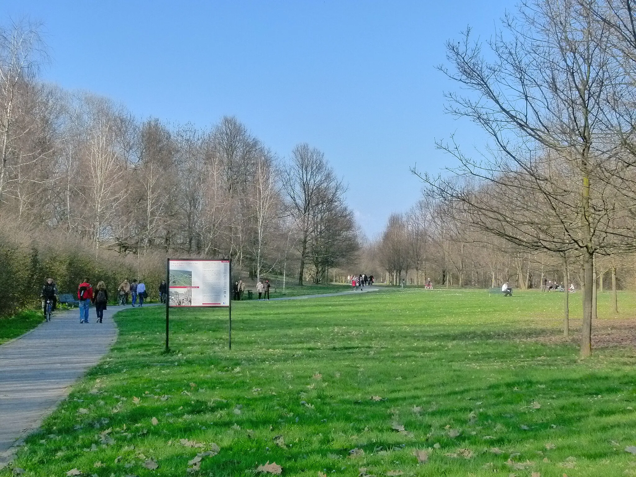 Photo showing: The Regional Natural Park Bosco delle Querce (Oaks' Wood), built after the Seveso Disaster on the "A" zone. It contains two special tanks buried and filled with the contamined material.