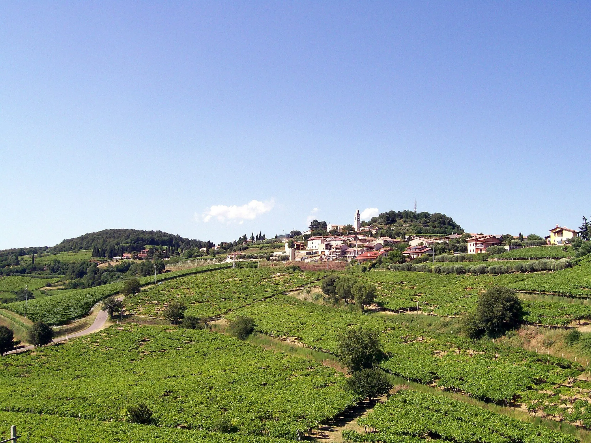 Photo showing: Panorama di Castelcerino dalla strada provinciale 58 che sale da Soave.