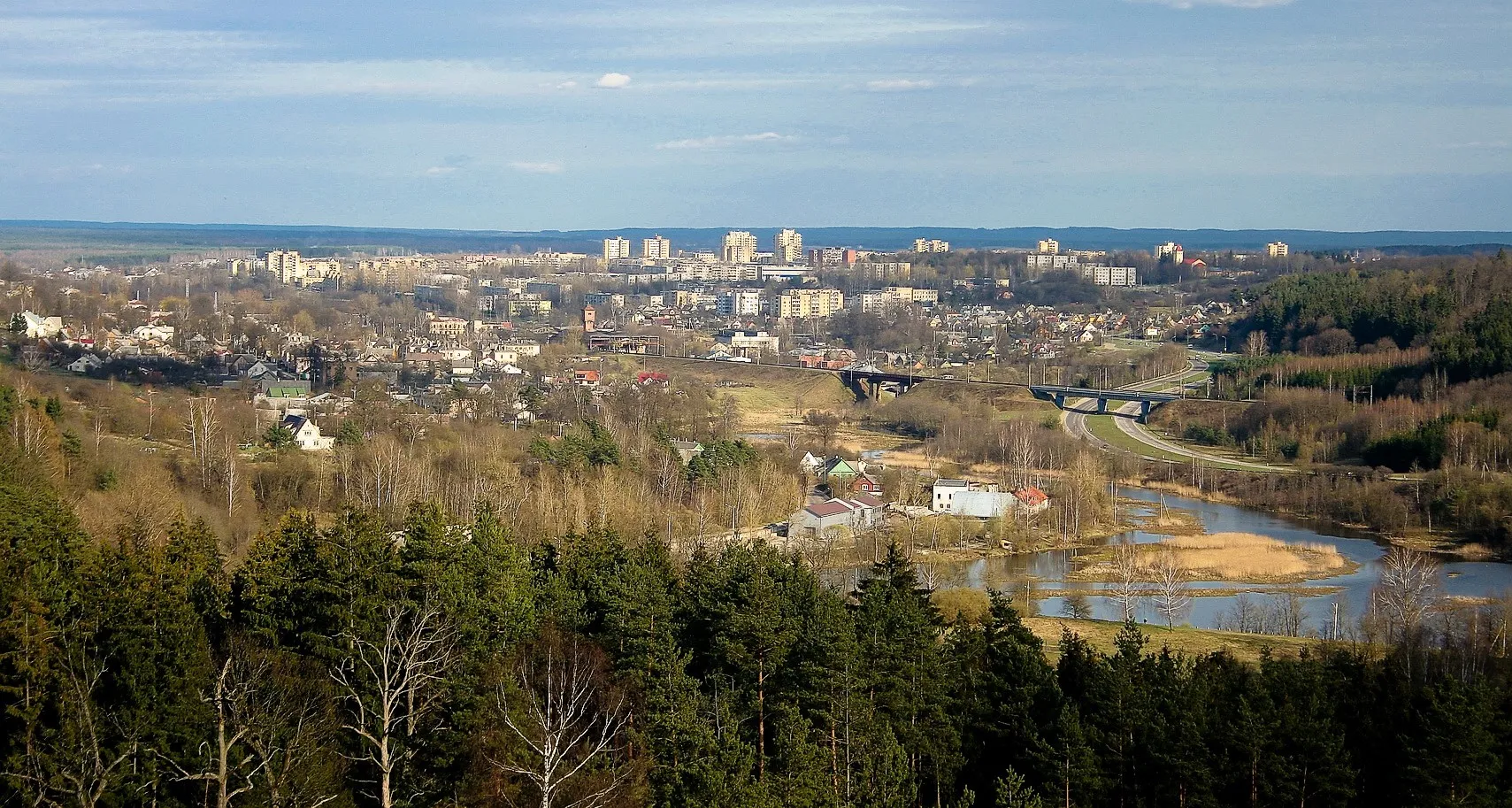 Photo showing: Naujoji Vilnia as seen from surrounding hills