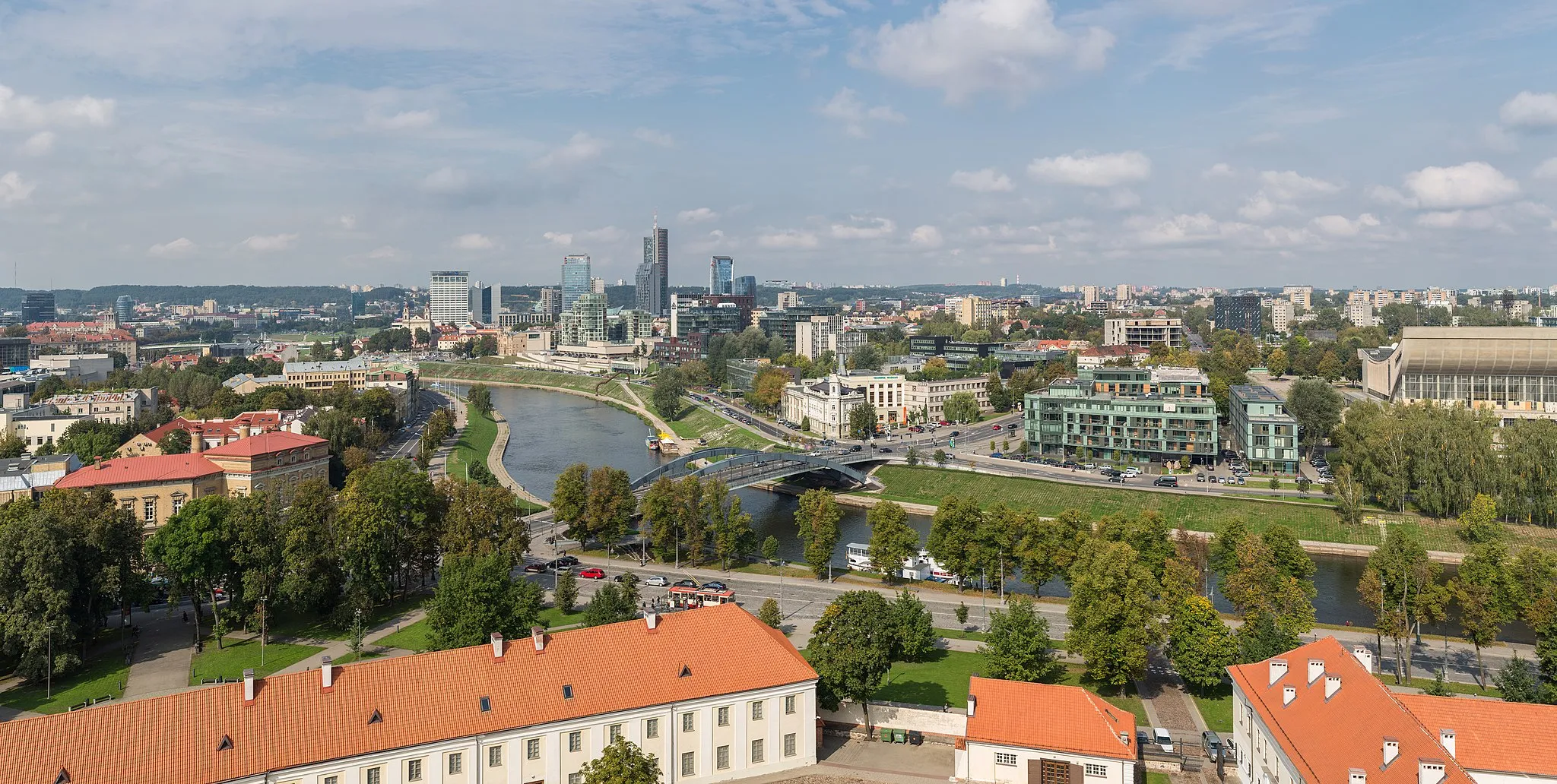 Photo showing: The modern skyline of Vilnius, Lithuania, as viewed from Gediminas' Tower looking north-west.