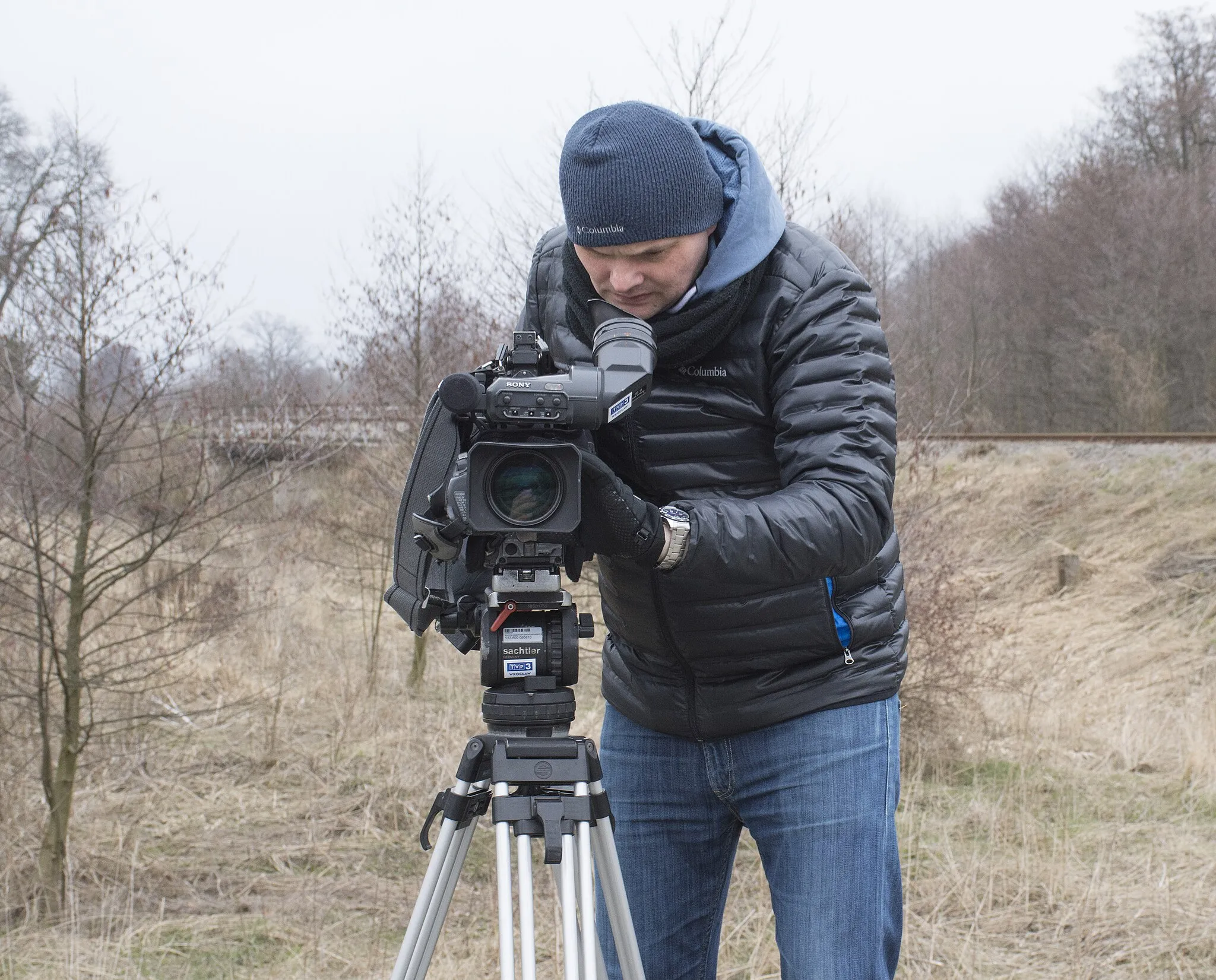 Photo showing: Wrocław Television cameraman at work