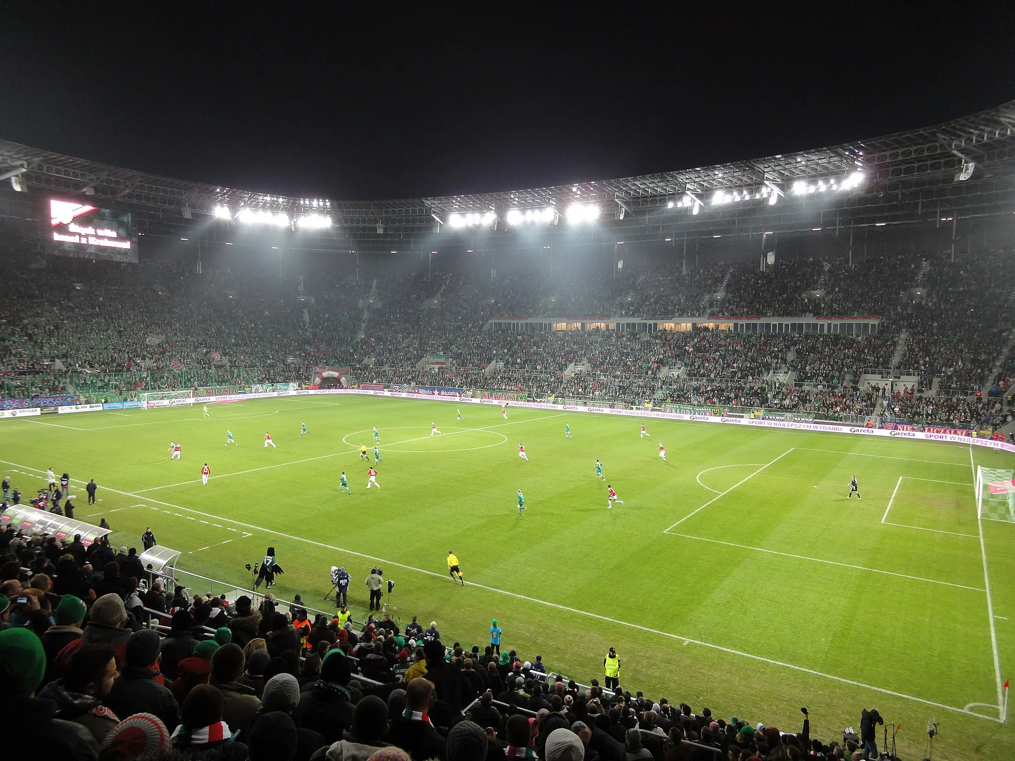 Photo showing: Mecz WKS Śląska z Wisłą Kraków na Stadionie Miejskim we Wrocławiu.