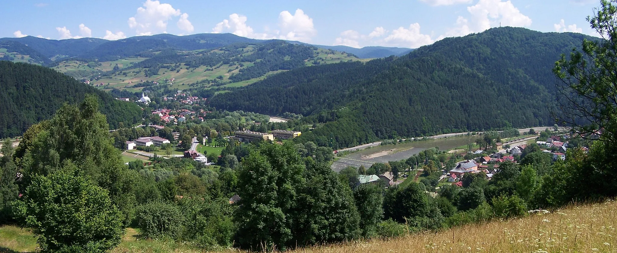 Photo showing: Piwniczna-Zdrój, widok ogólny. Z prawej strony góra Kicarz