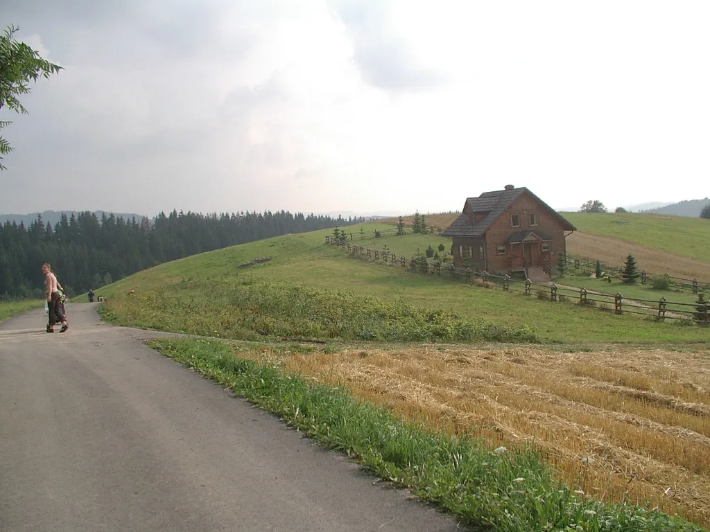 Photo showing: Jaworzynka Trzycatek, południowy kraniec wsi, widok w stronę Słowacji.