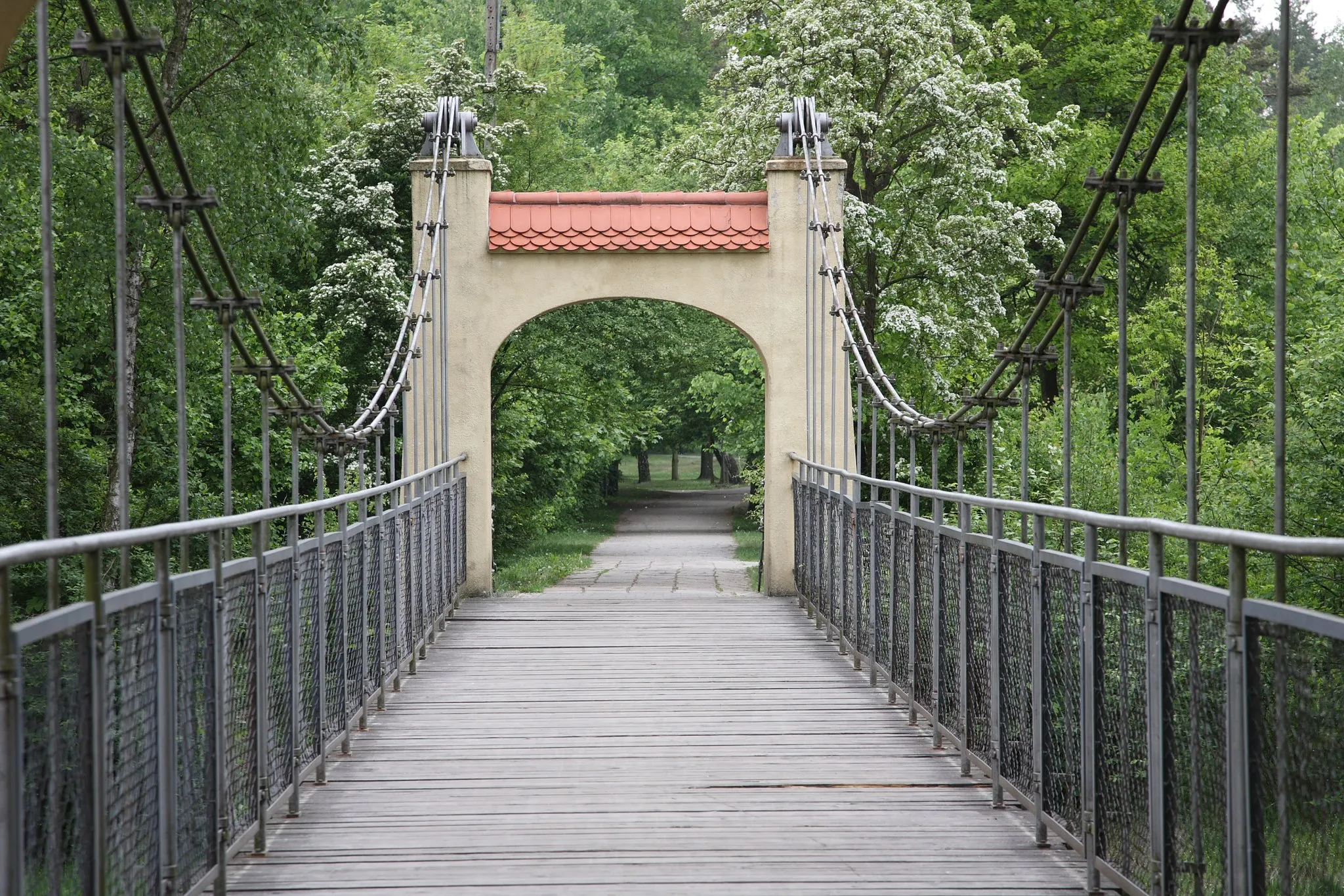 Photo showing: The suspension bridge in Krupski Młyn
