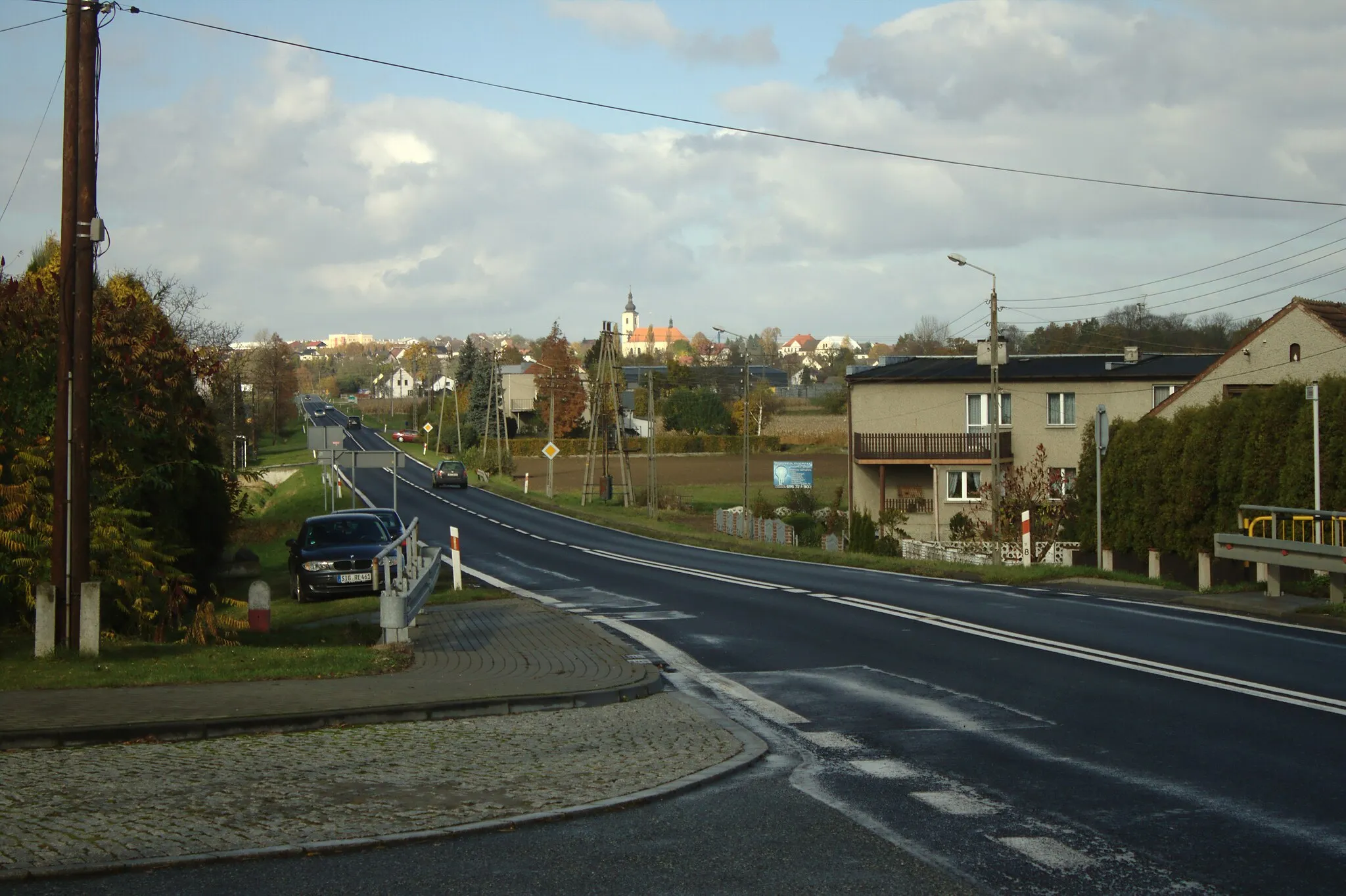 Photo showing: Main road passing through the village of Tworków, Poland