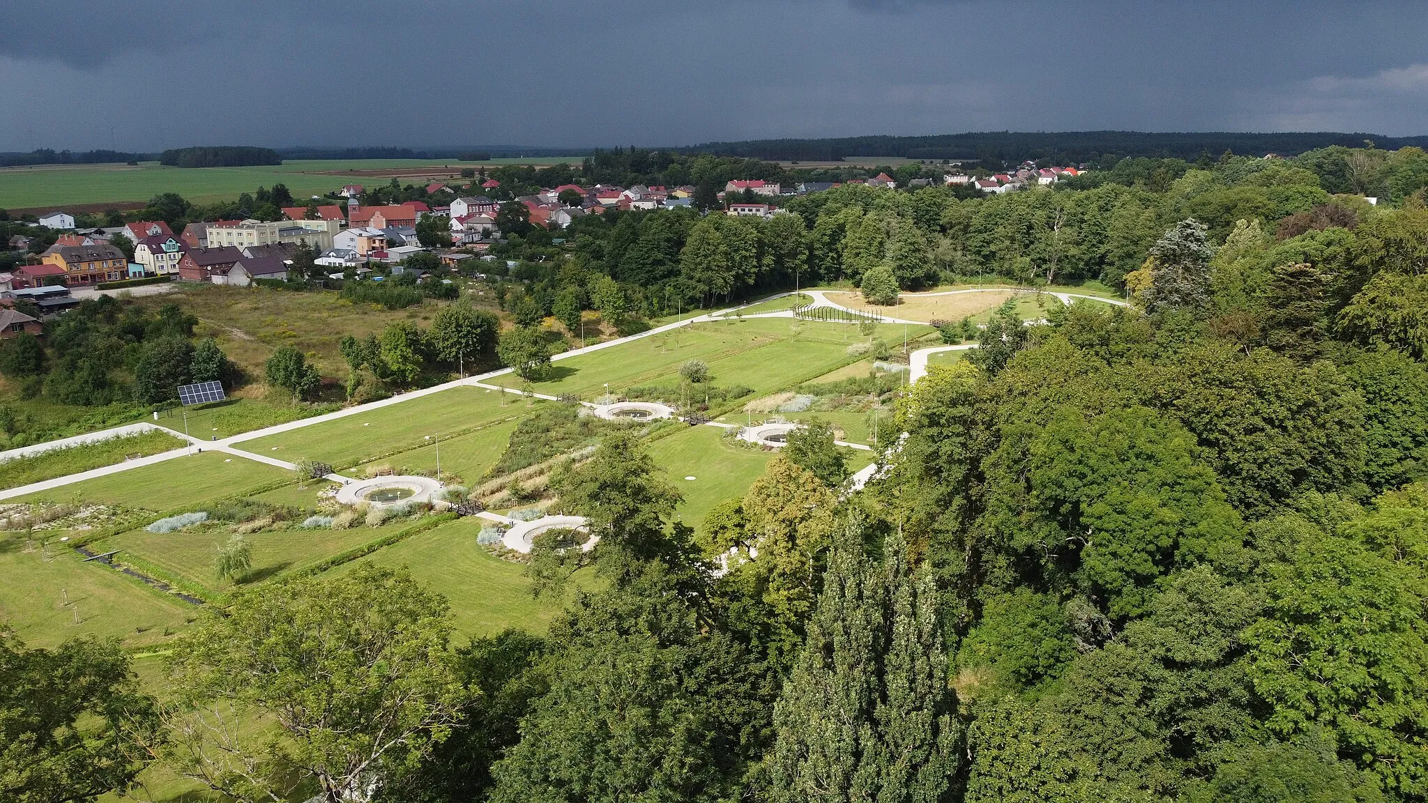 Photo showing: Park in Tychowo, NW Poland (view from drone)