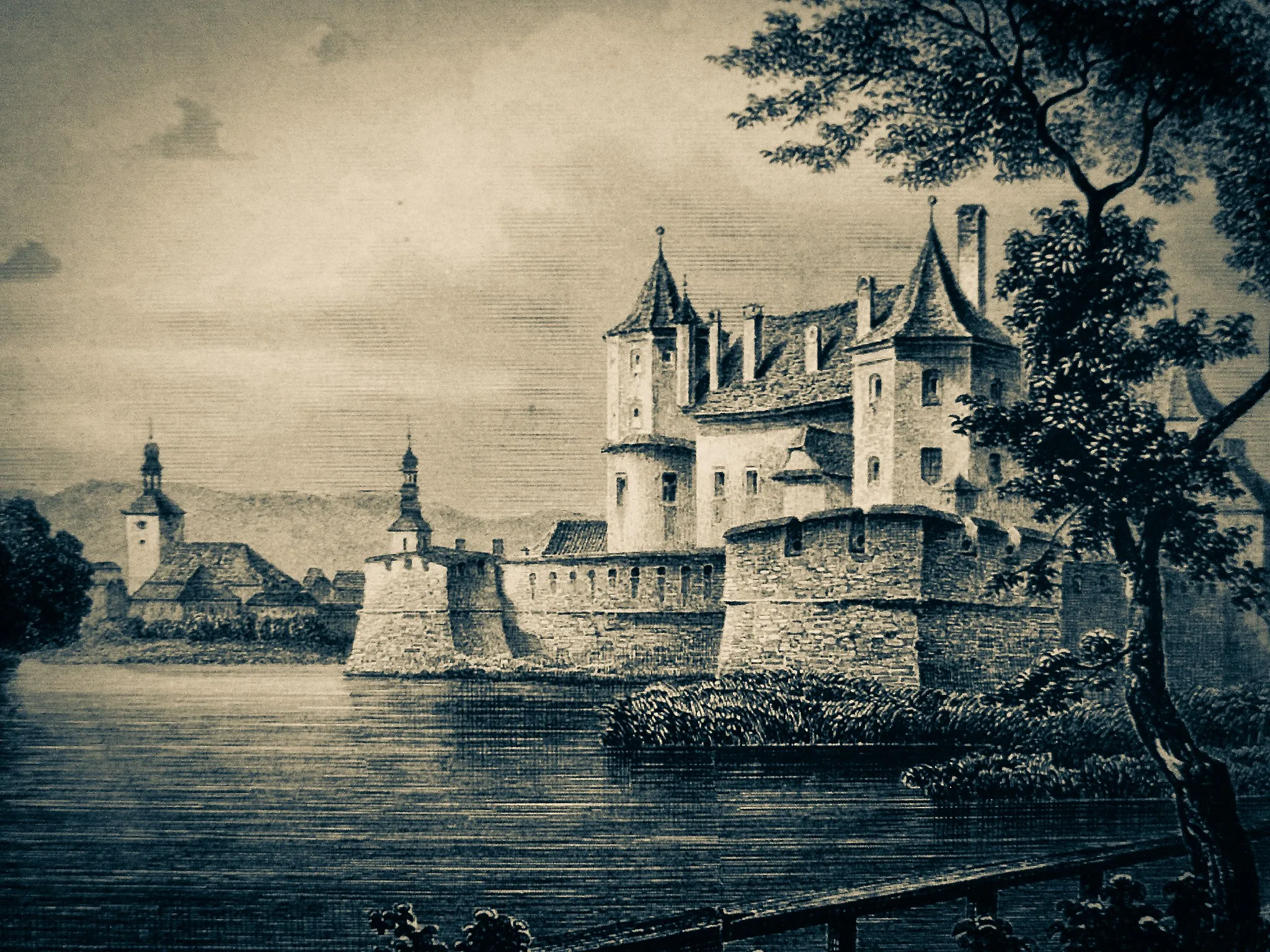 Photo showing: Engraving of the Făgăraș Citadel by Ludwig Rohbock (by 1883)