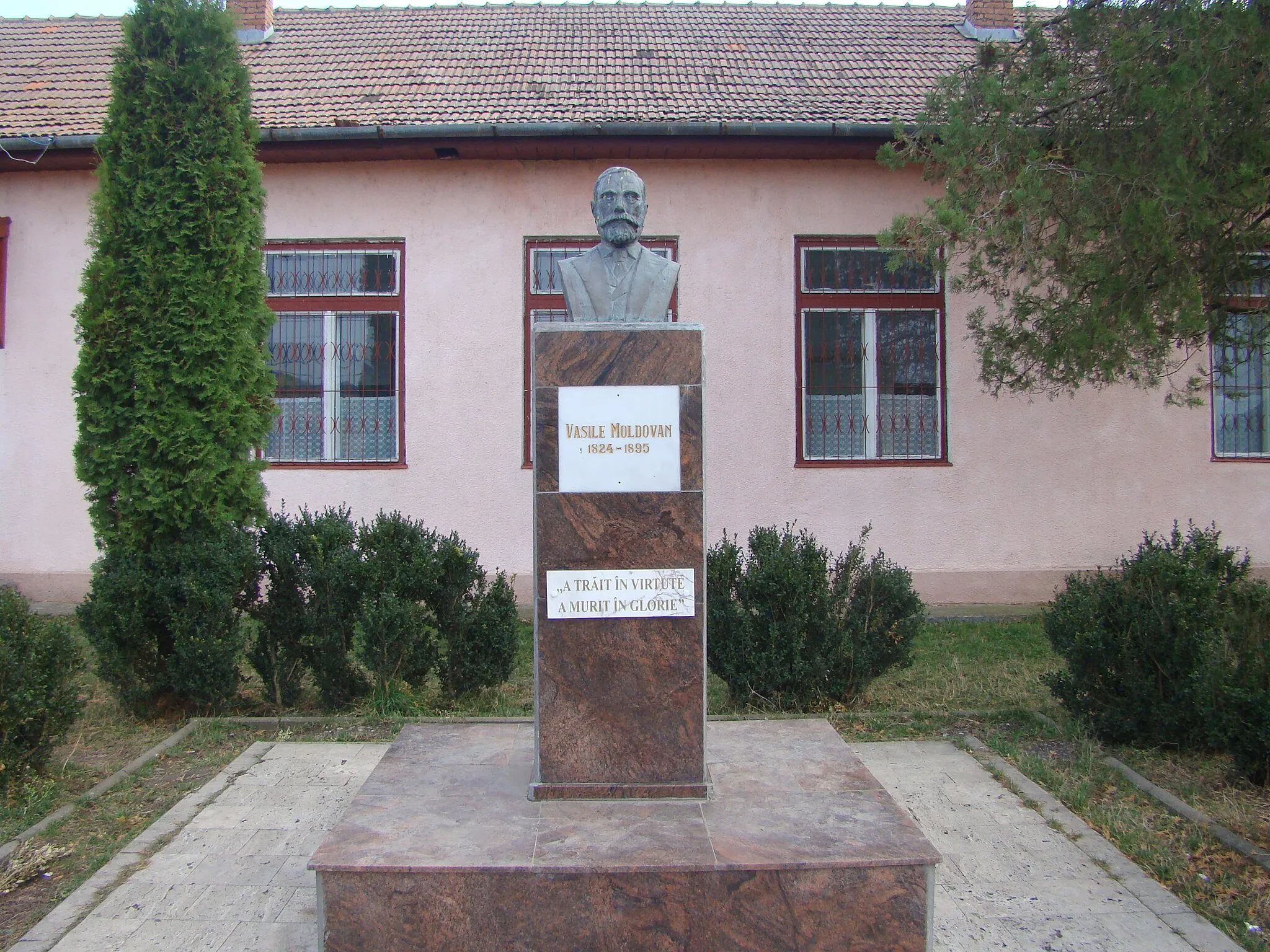 Photo showing: Bust of Vasile Moldovan in Chirileu, Mureş county, Romania