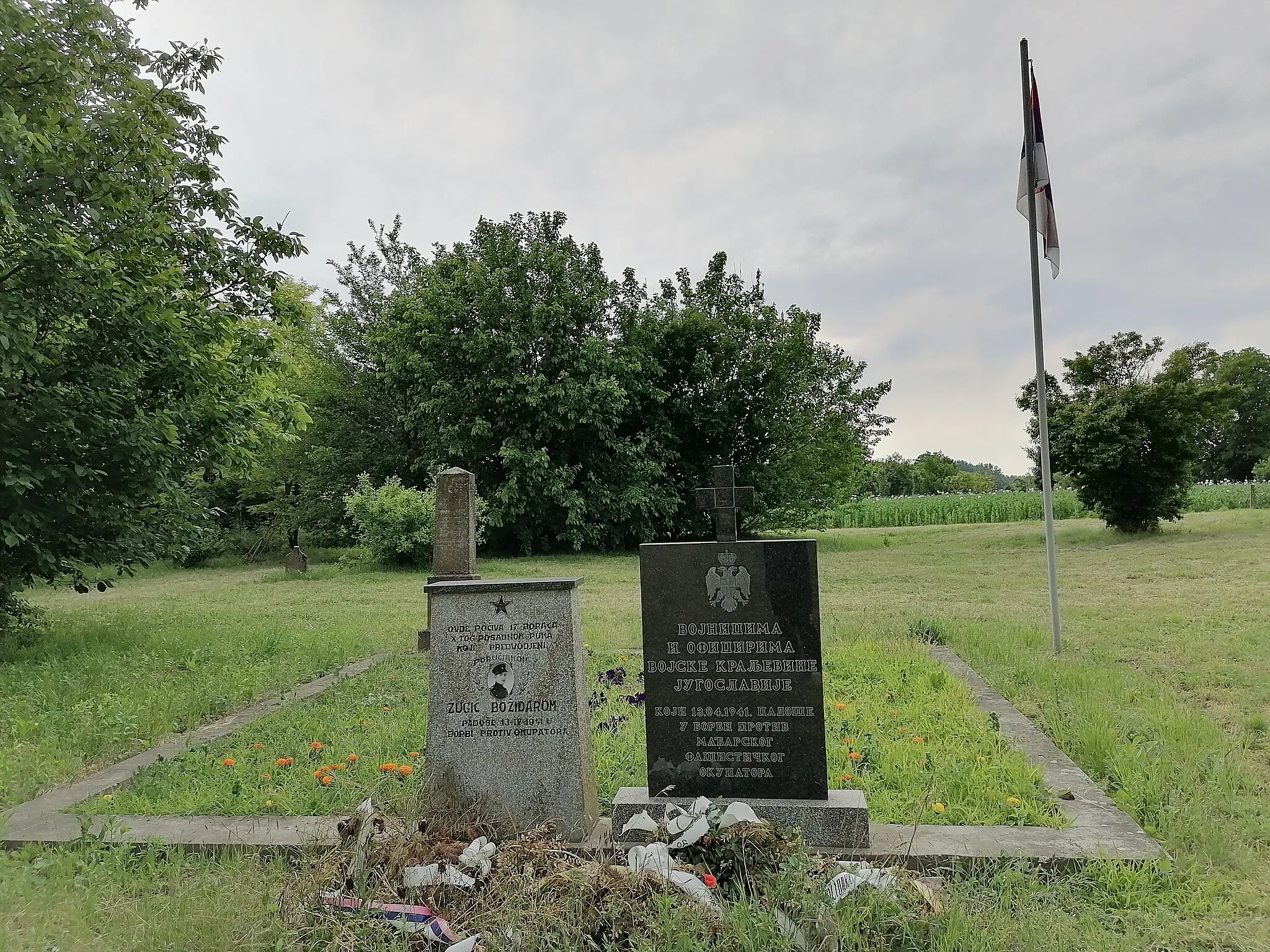 Photo showing: Гроб и споменик поручника Божидара Жугића у Гложану
