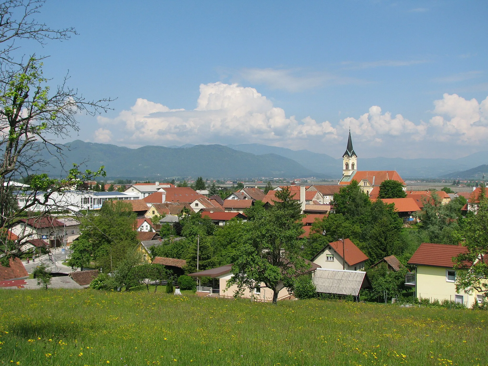 Photo showing: Town of Prebold, Slovenia, view from the cemetary