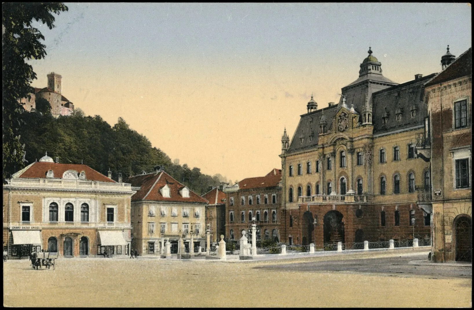 Photo showing: Postcard of University of Ljubljana Palace.