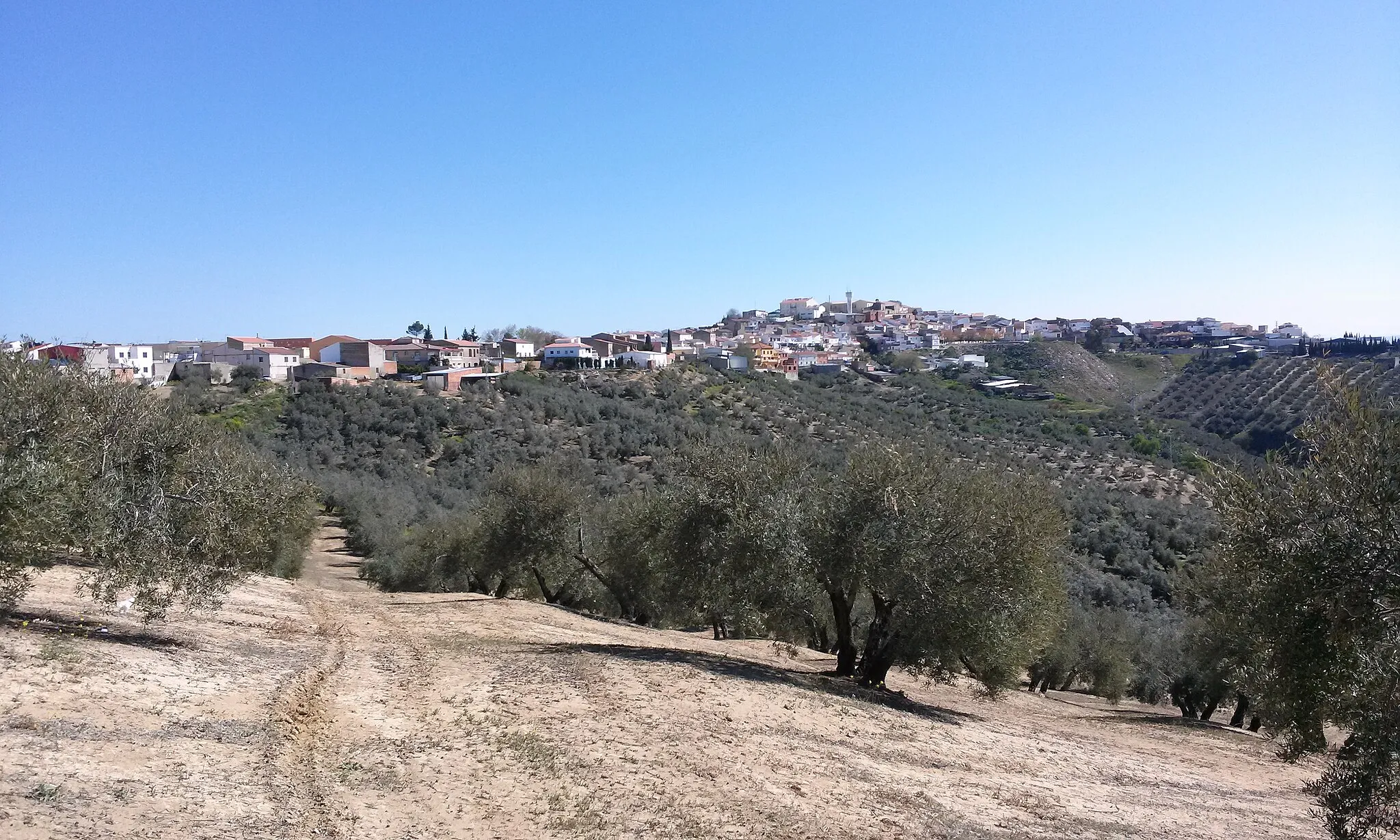 Photo showing: Vista general de Jabalquinto desde el camino de Mengíbar.